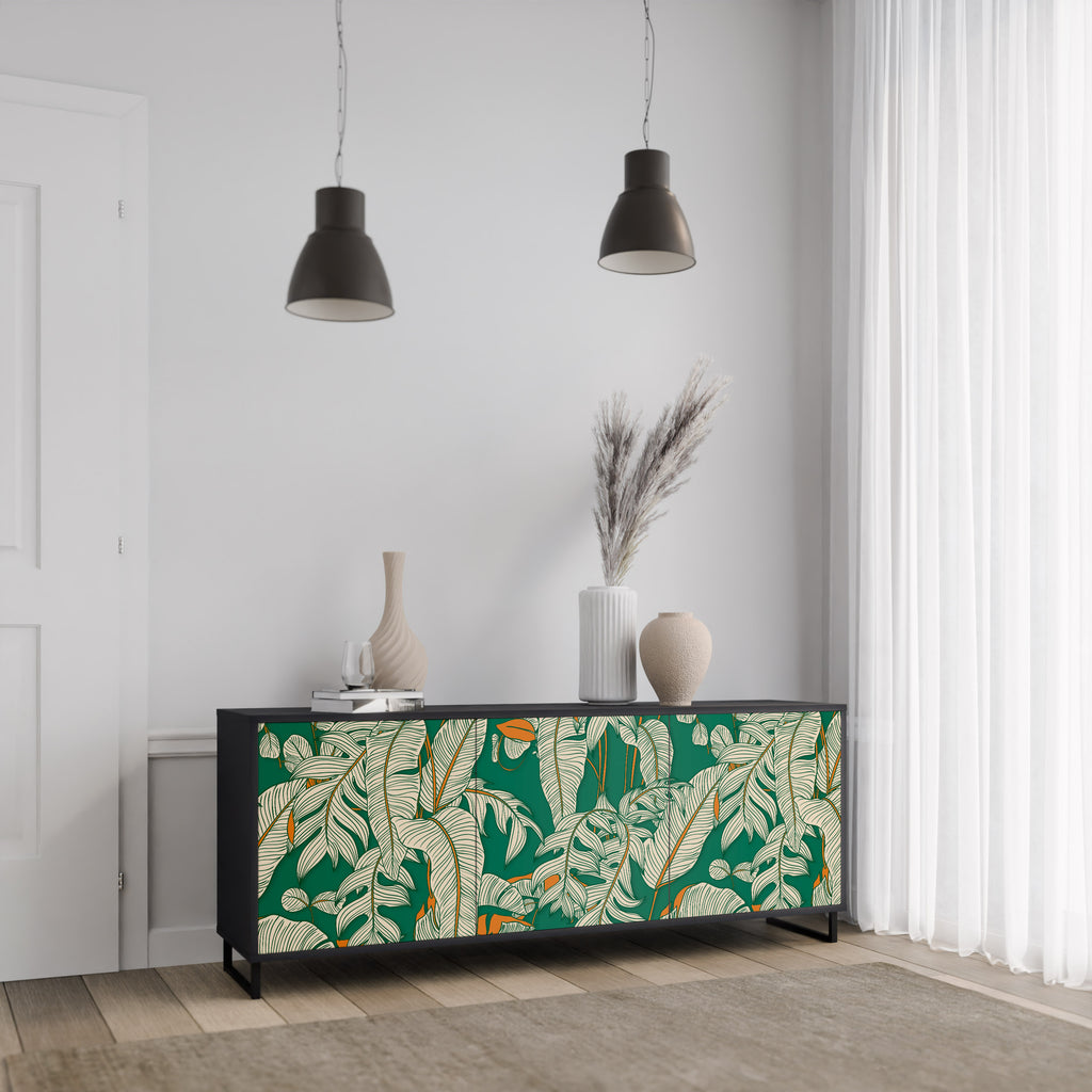 VERDANT PLEASURES 3-Door Sideboard in Black Finish