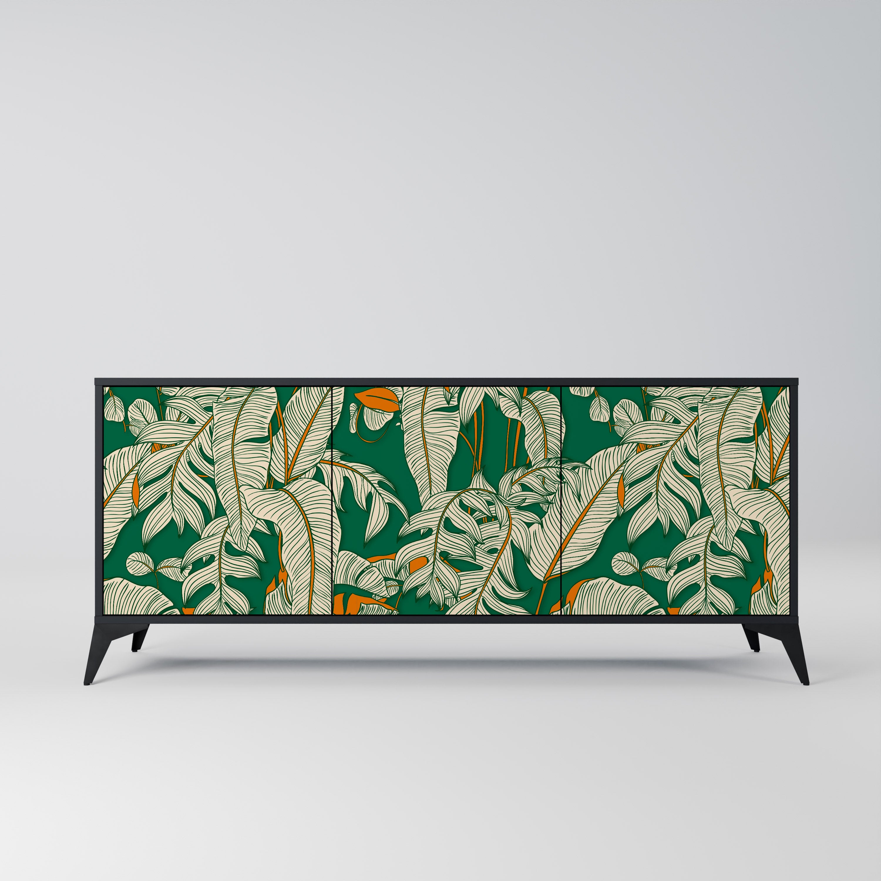 VERDANT PLEASURES 3-Door Sideboard in Black Finish