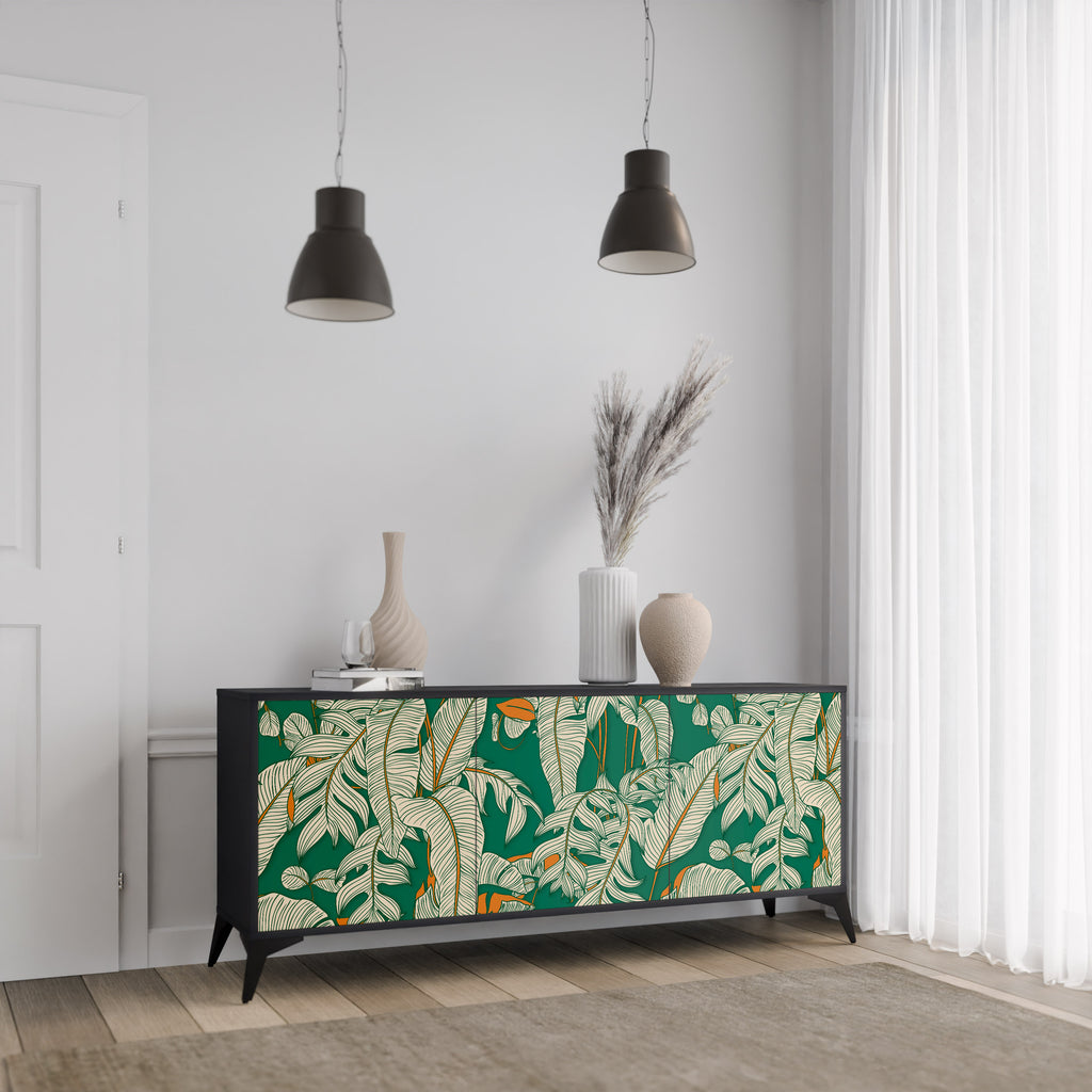 VERDANT PLEASURES 3-Door Sideboard in Black Finish