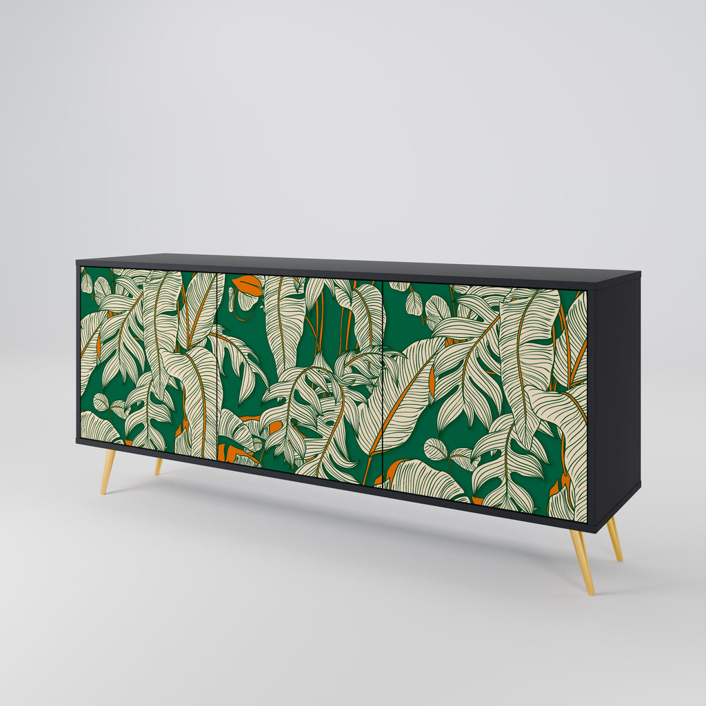 VERDANT PLEASURES 3-Door Sideboard in Black Finish