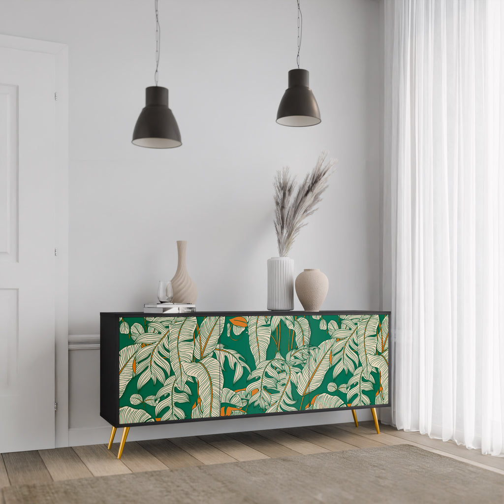 VERDANT PLEASURES 3-Door Sideboard in Black Finish