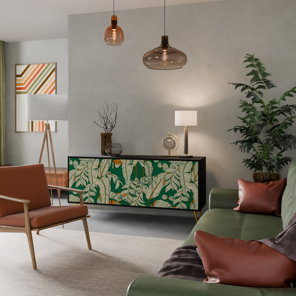 VERDANT PLEASURES 3-Door Sideboard in Black Finish