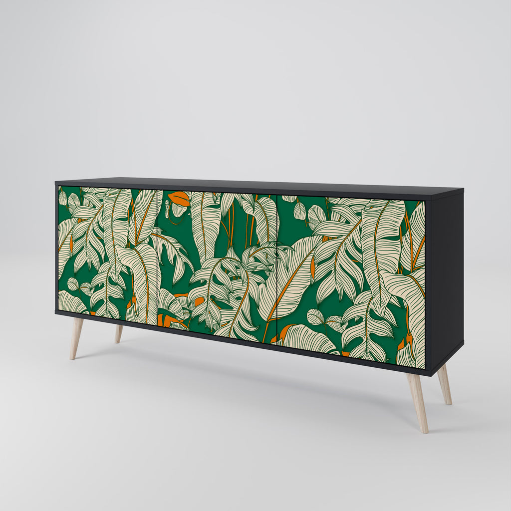 VERDANT PLEASURES 3-Door Sideboard in Black Finish