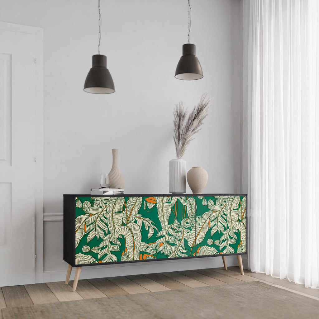VERDANT PLEASURES 3-Door Sideboard in Black Finish