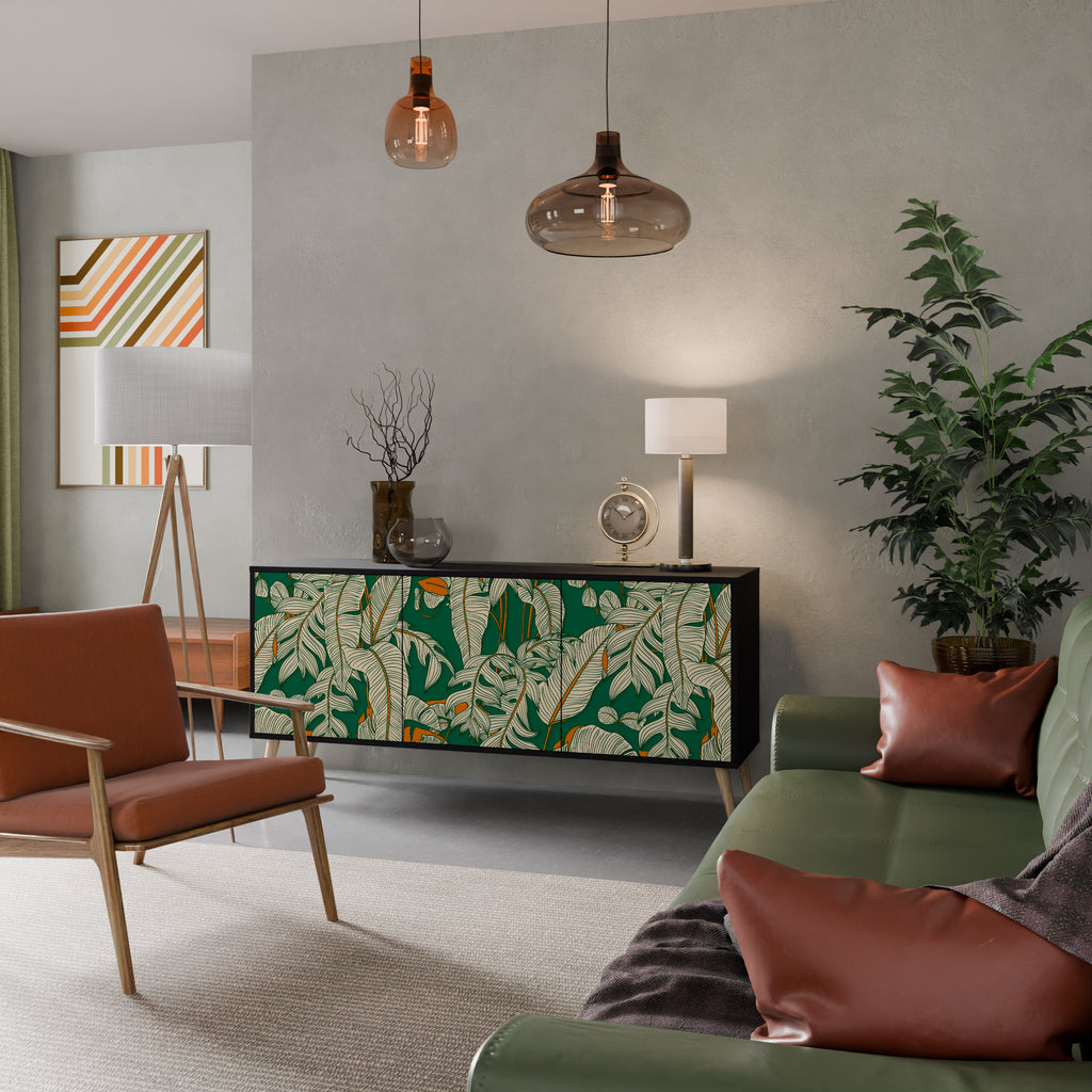 VERDANT PLEASURES 3-Door Sideboard in Black Finish