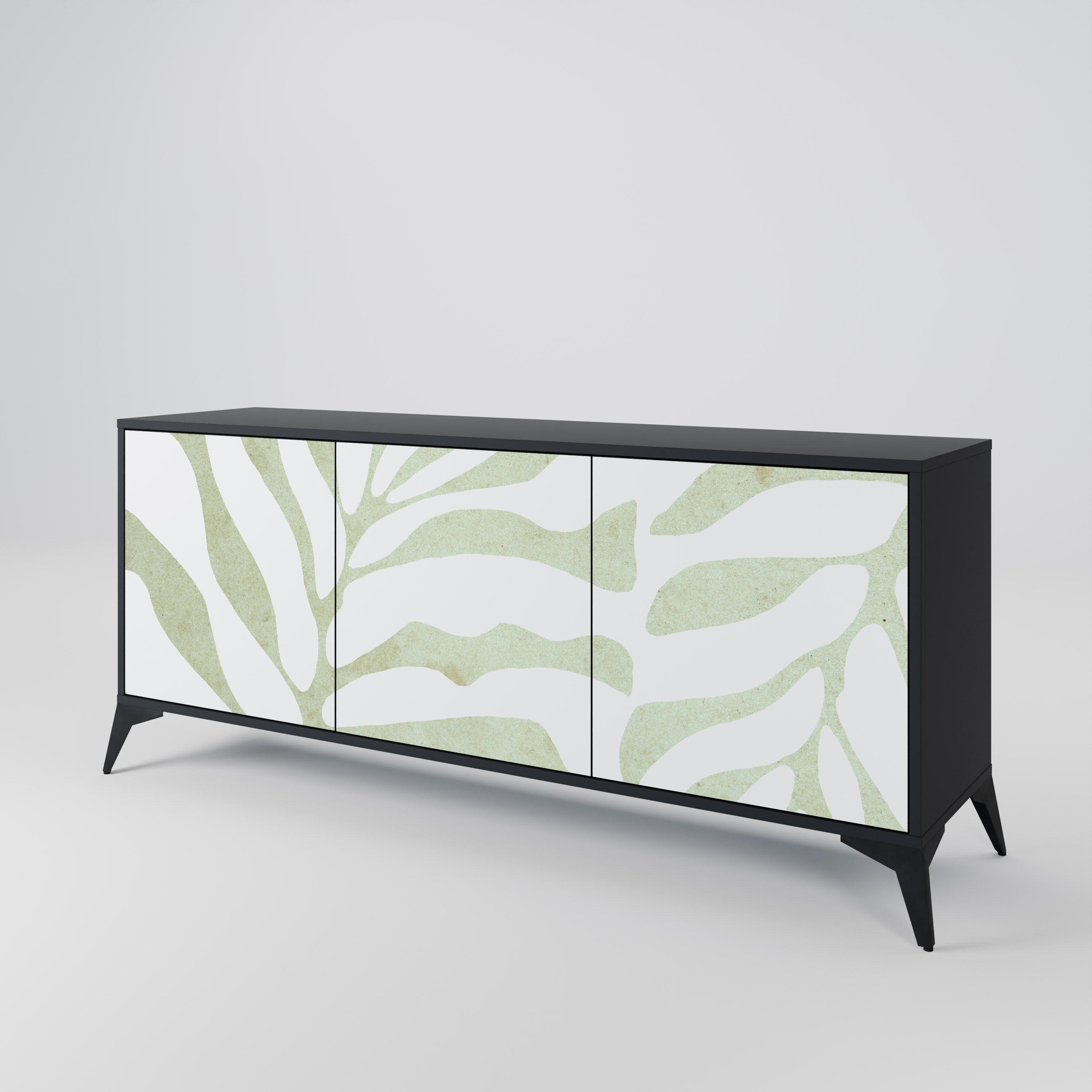 BOTANICAL SPARK 3-Door Sideboard in Black Finish
