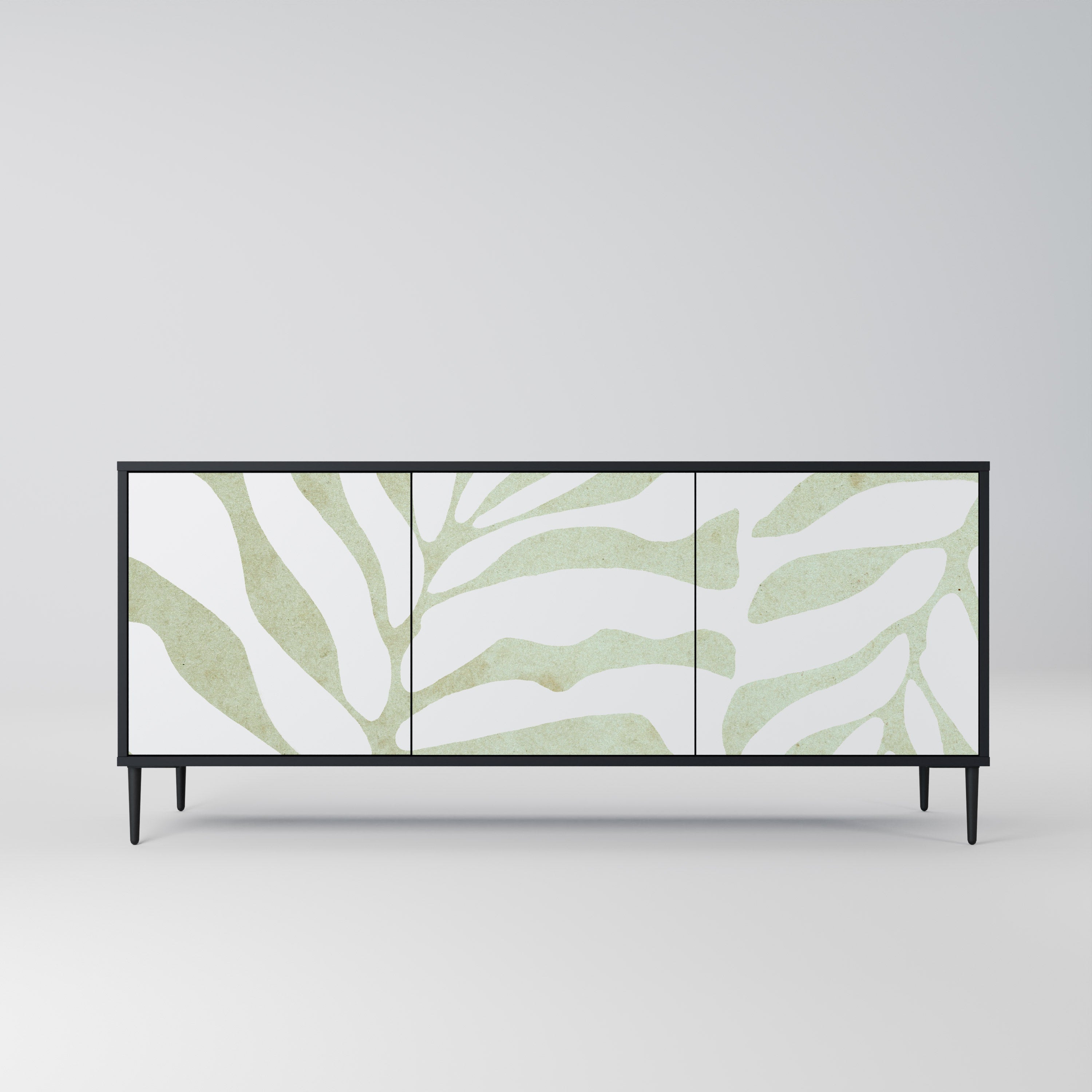 BOTANICAL SPARK 3-Door Sideboard in Black Finish