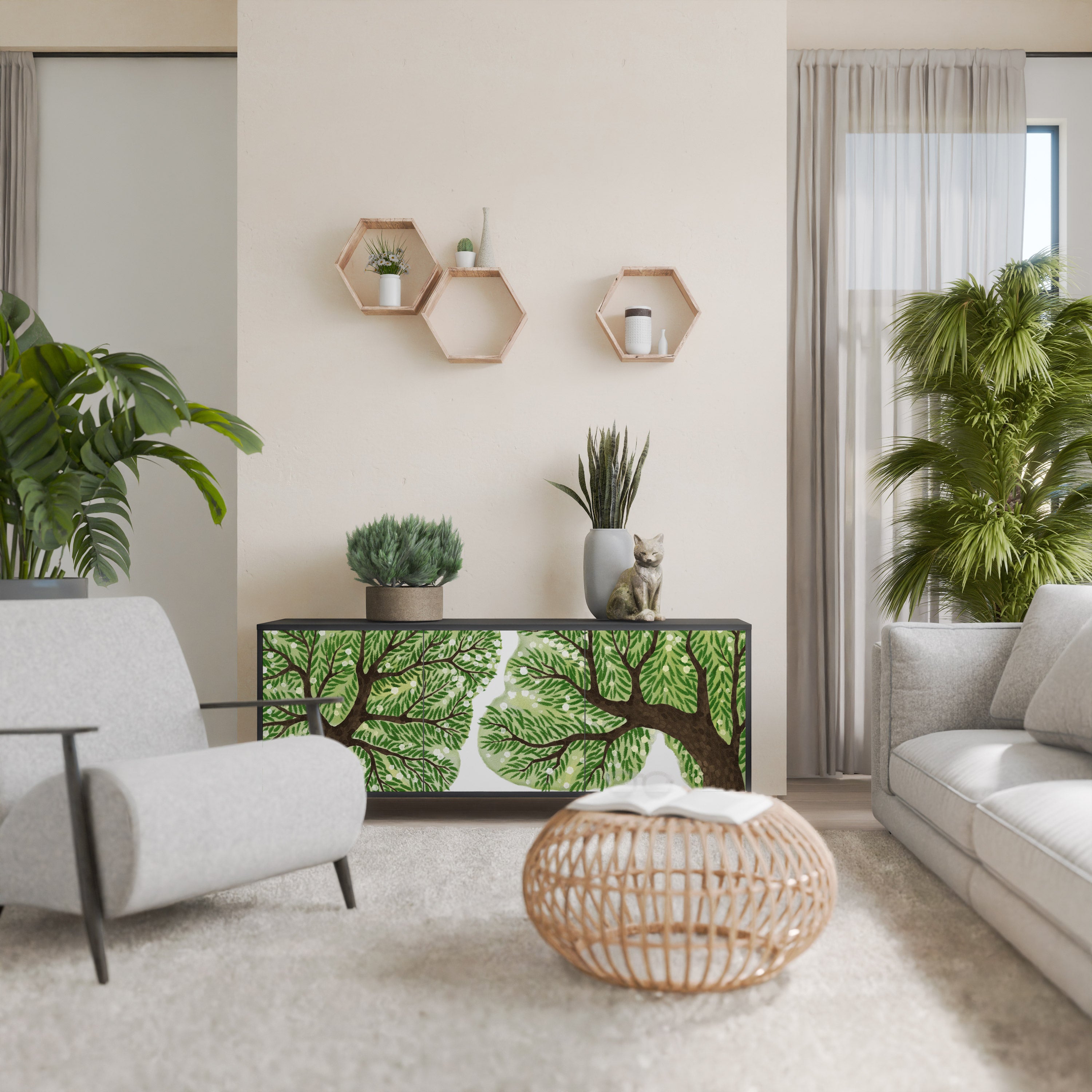 WILDERNESS DASH 3-Door Sideboard in Black Finish