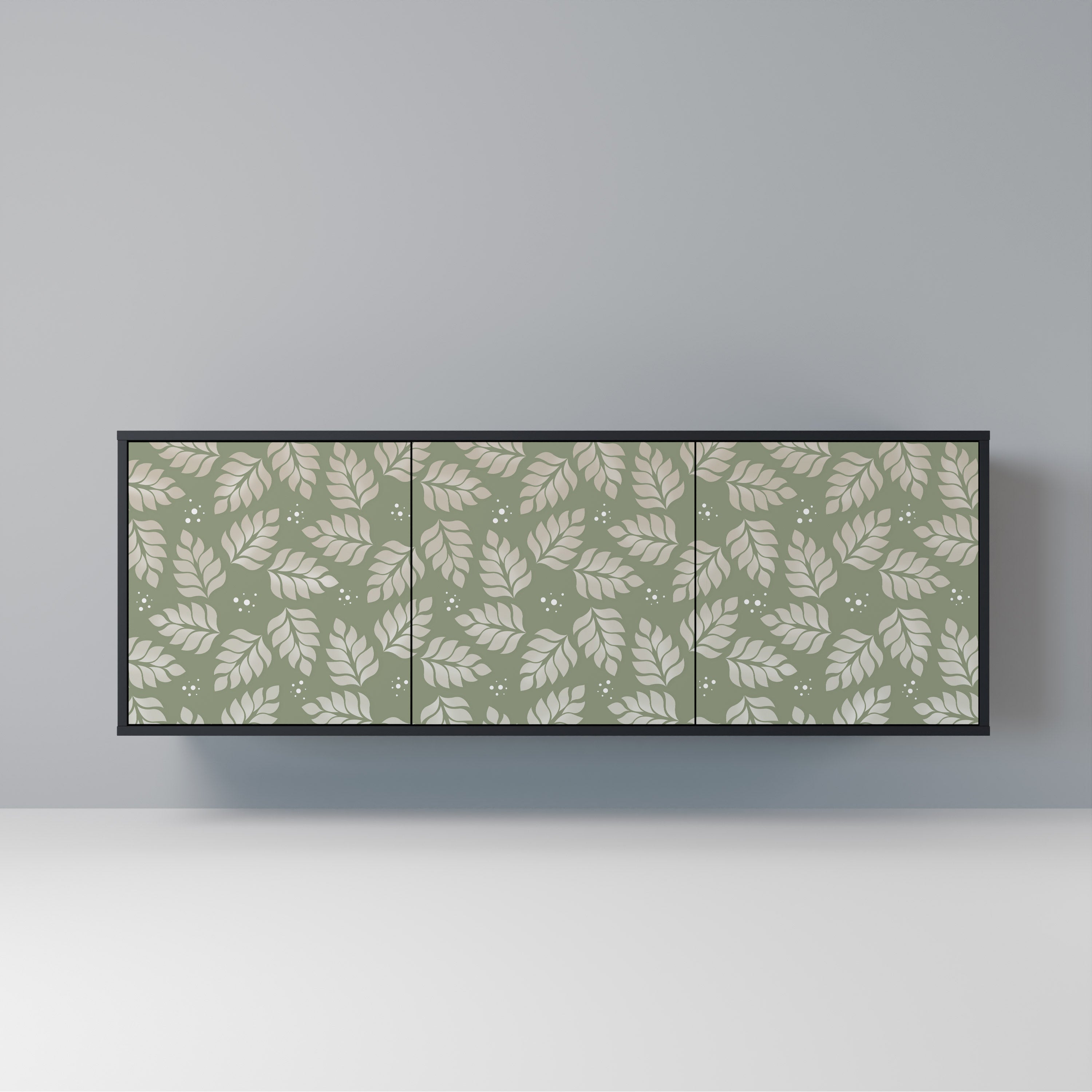 LEAVES ON GREEN 3-Door Sideboard in Black Finish