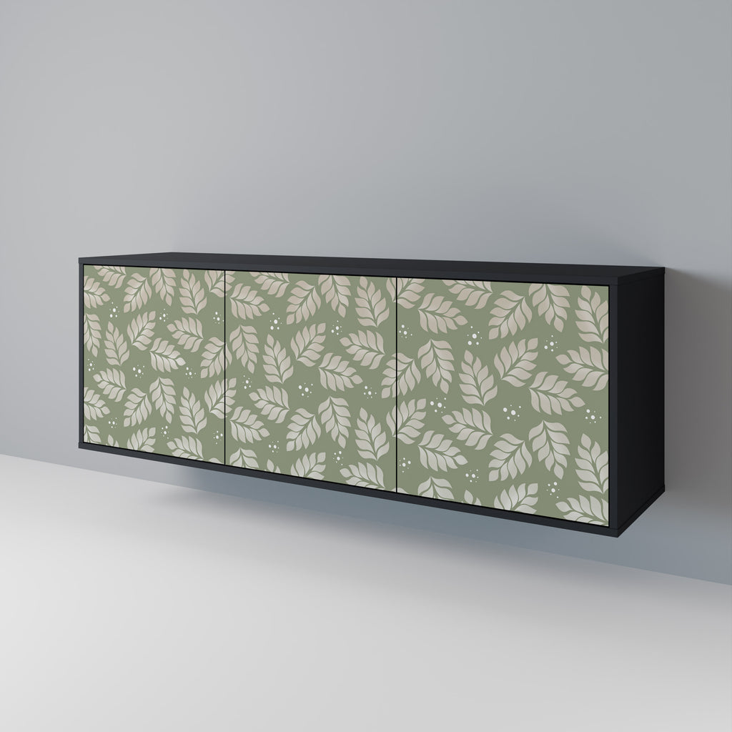 LEAVES ON GREEN 3-Door Sideboard in Black Finish