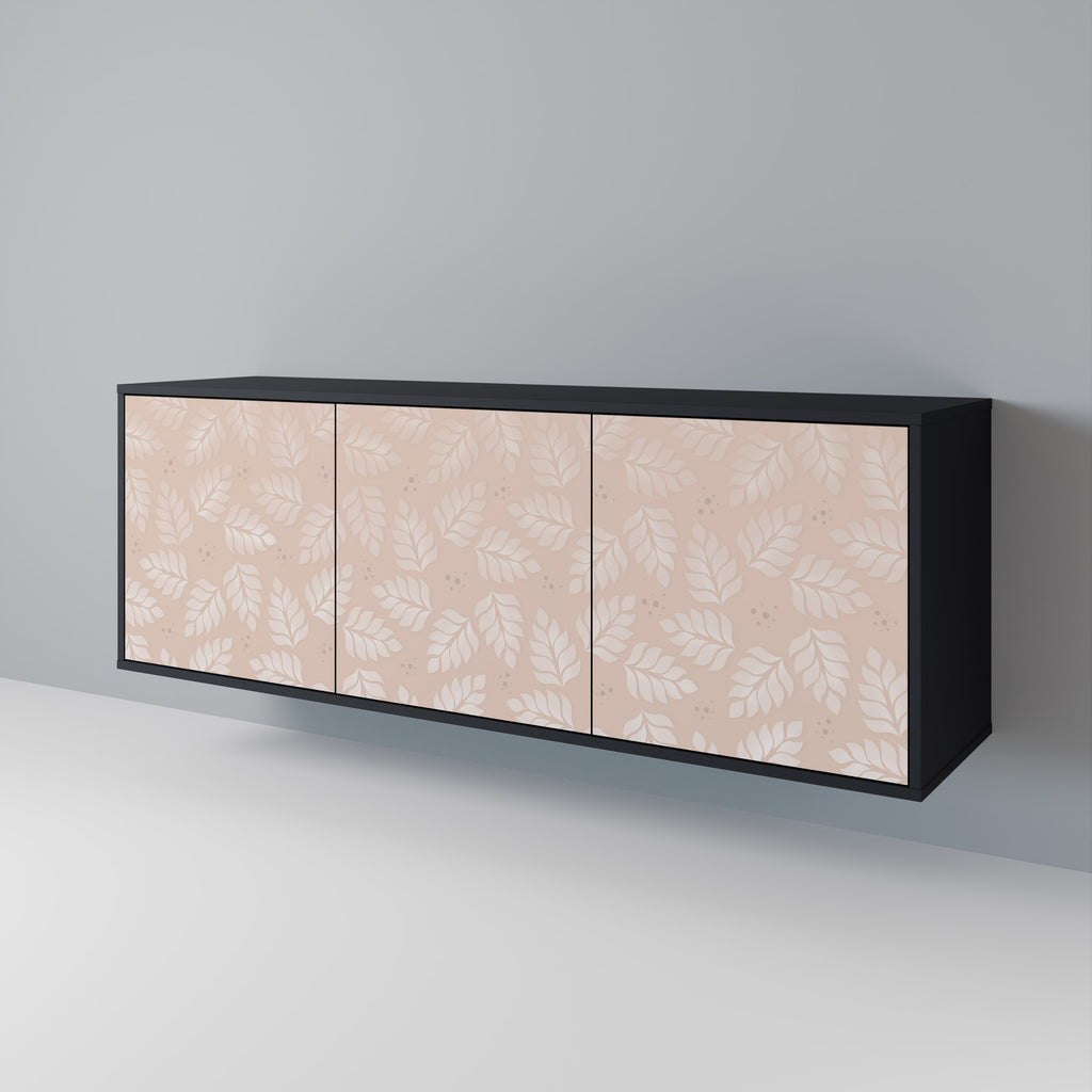 LEAVES ON BEIGE 3-Door Sideboard in Black Finish