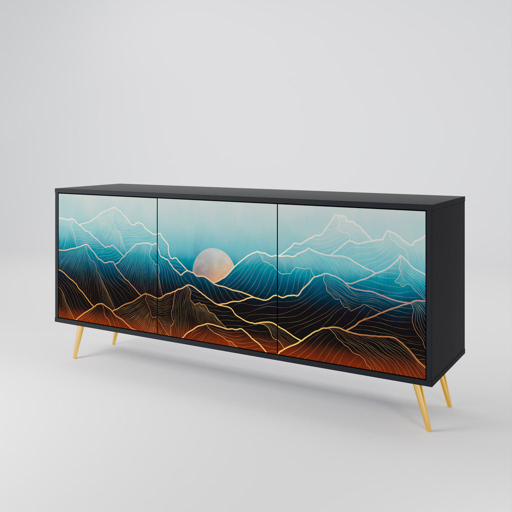 LUNAR SECRETS 3-Door Sideboard in Black Finish