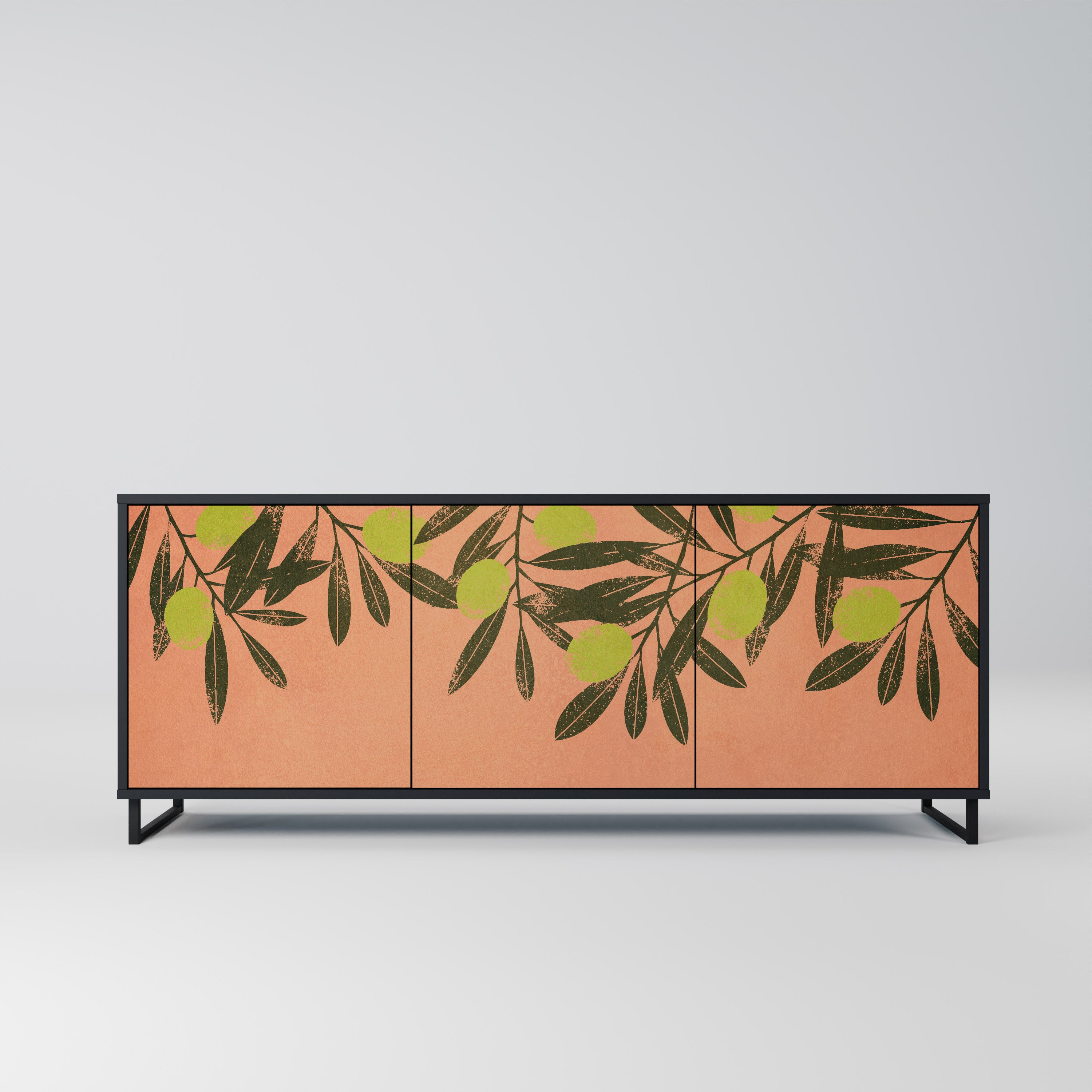 JUICY OLIVES 3-Door Sideboard in Black Finish