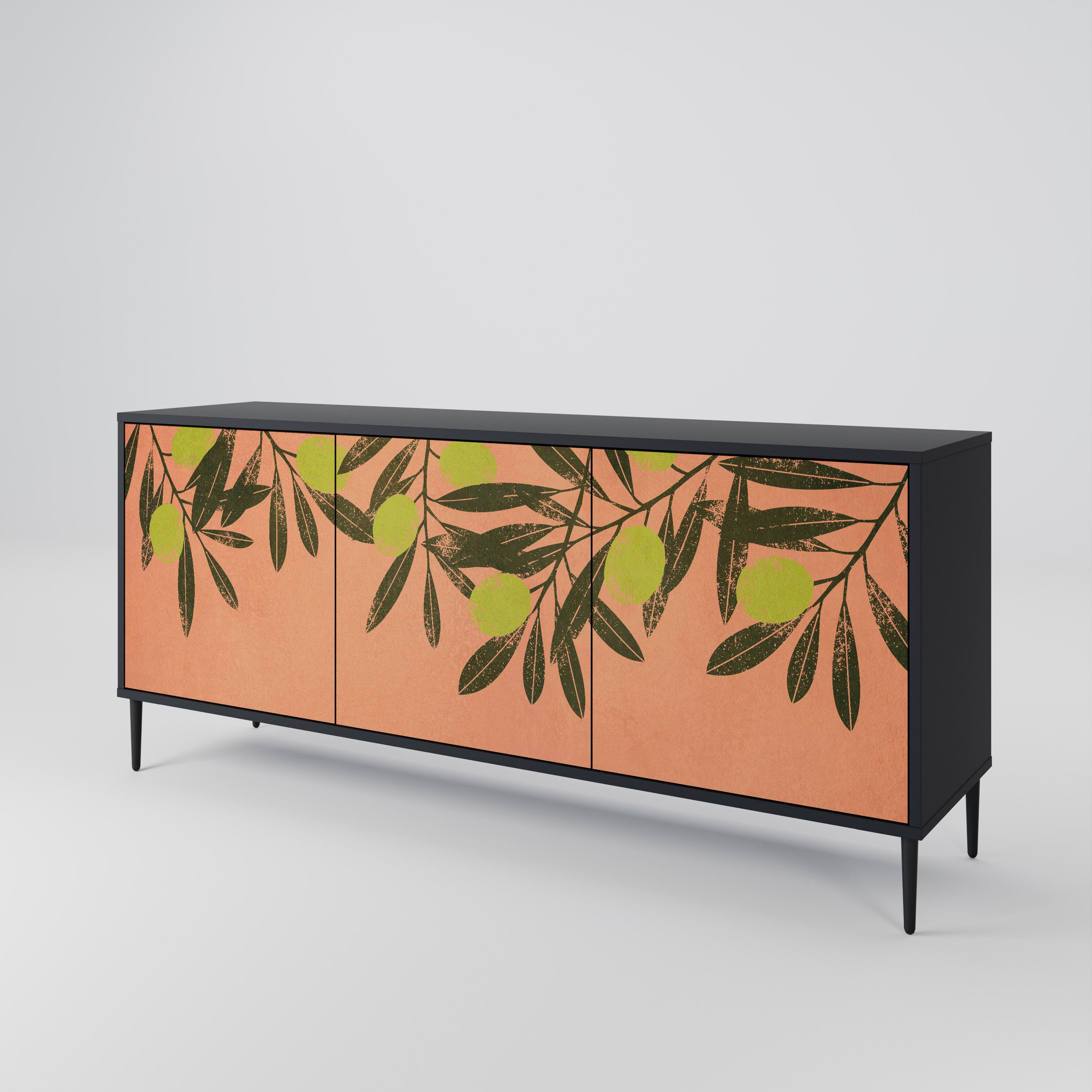 JUICY OLIVES 3-Door Sideboard in Black Finish