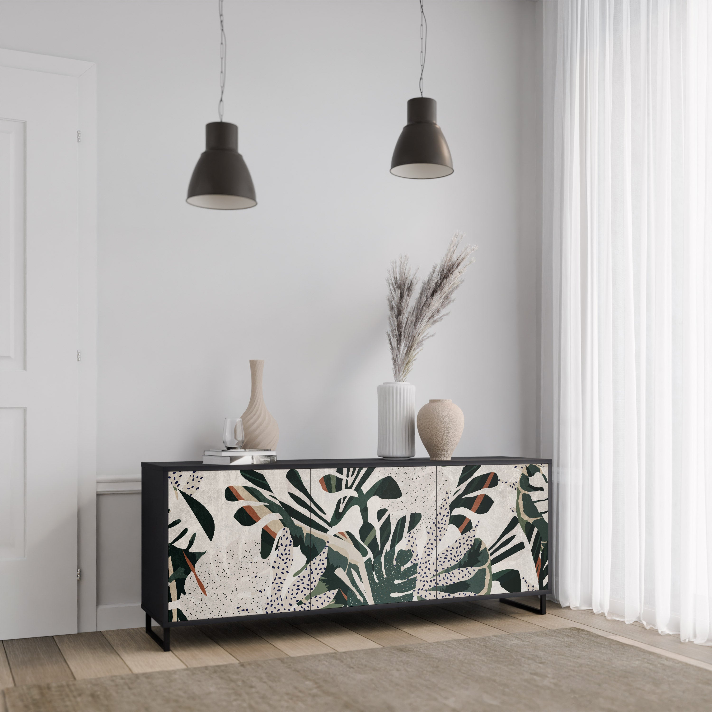 VERDURE FORMATION 3-Door Sideboard in Black Finish