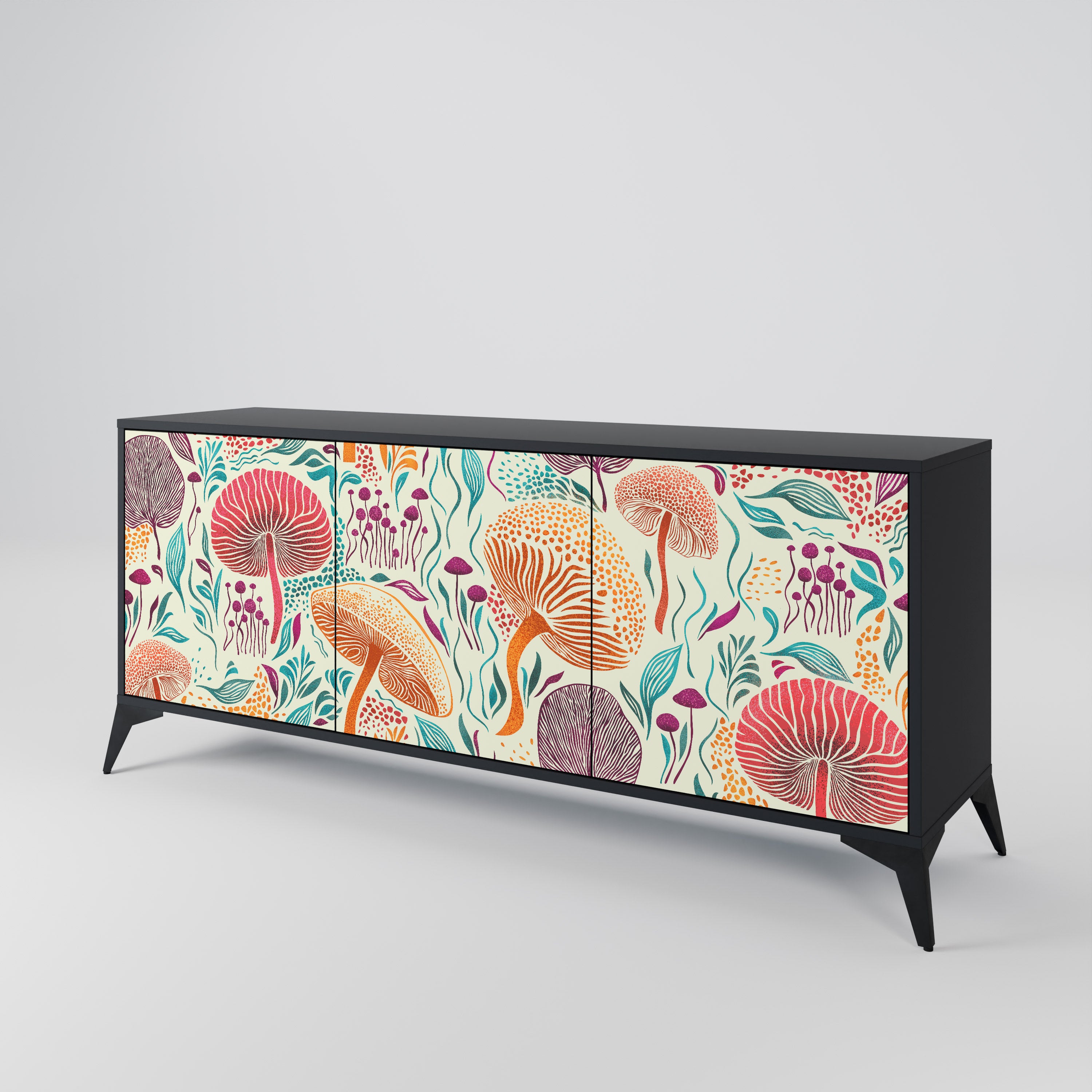 FUNGUS FANTASY 3-Door Sideboard in Black Finish