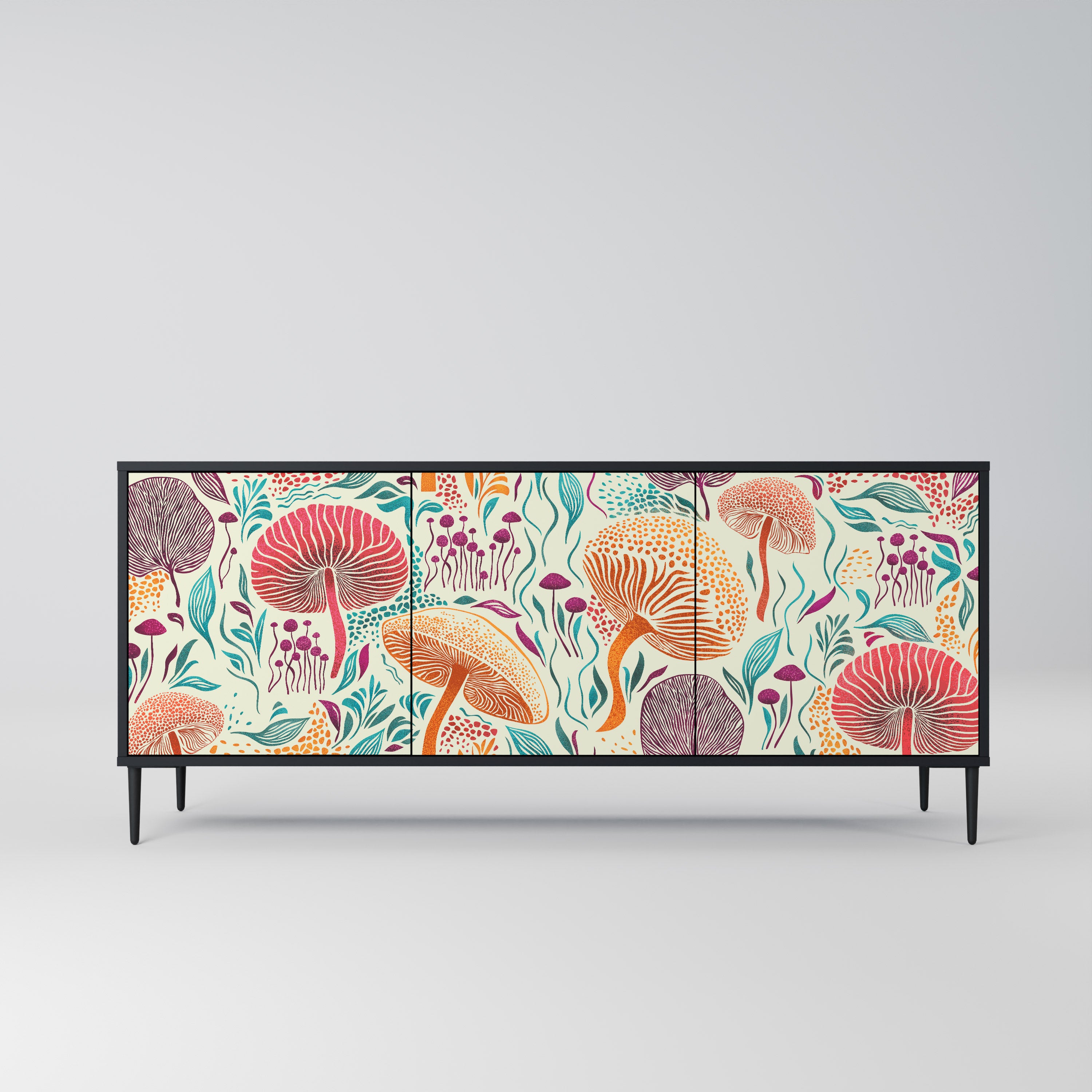 FUNGUS FANTASY 3-Door Sideboard in Black Finish