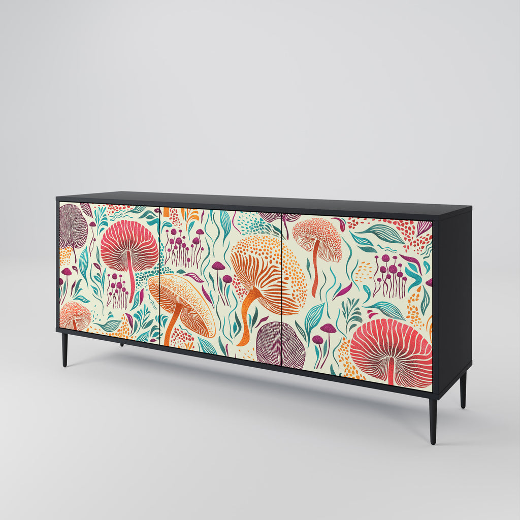 FUNGUS FANTASY 3-Door Sideboard in Black Finish