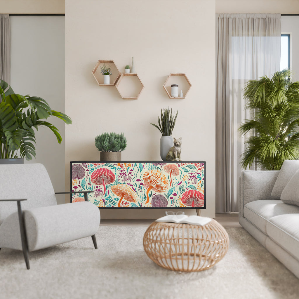 FUNGUS FANTASY 3-Door Sideboard in Black Finish