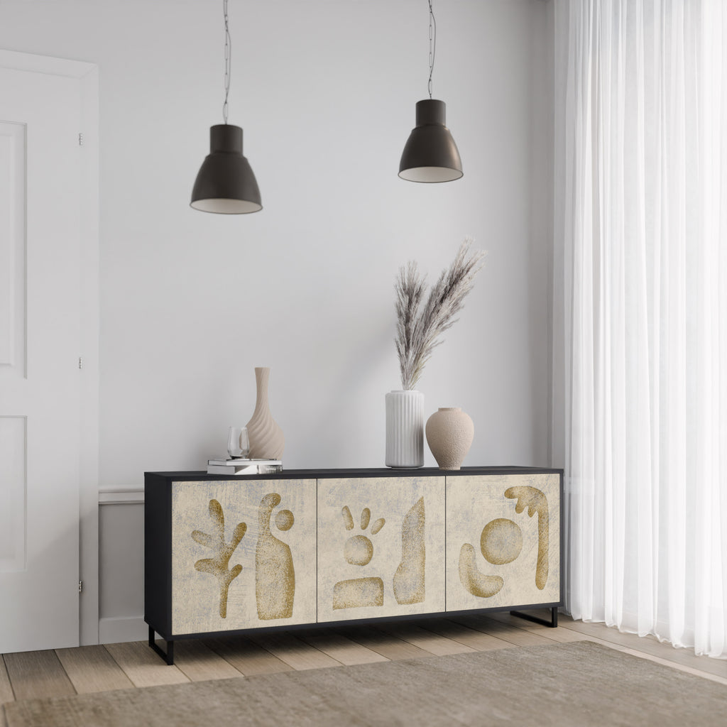 SAND SCULPTURES 3-Door Sideboard in Black Finish