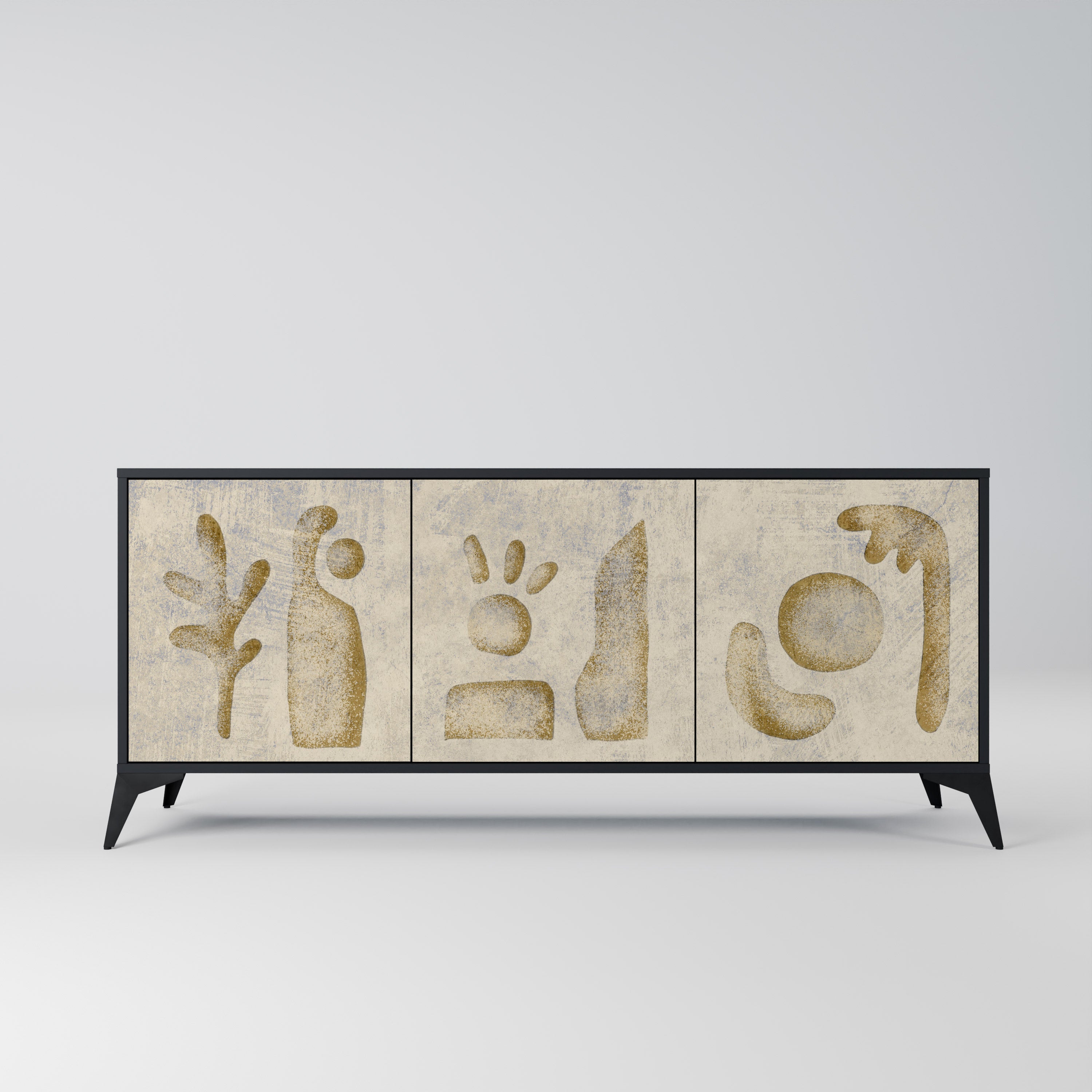 SAND SCULPTURES 3-Door Sideboard in Black Finish