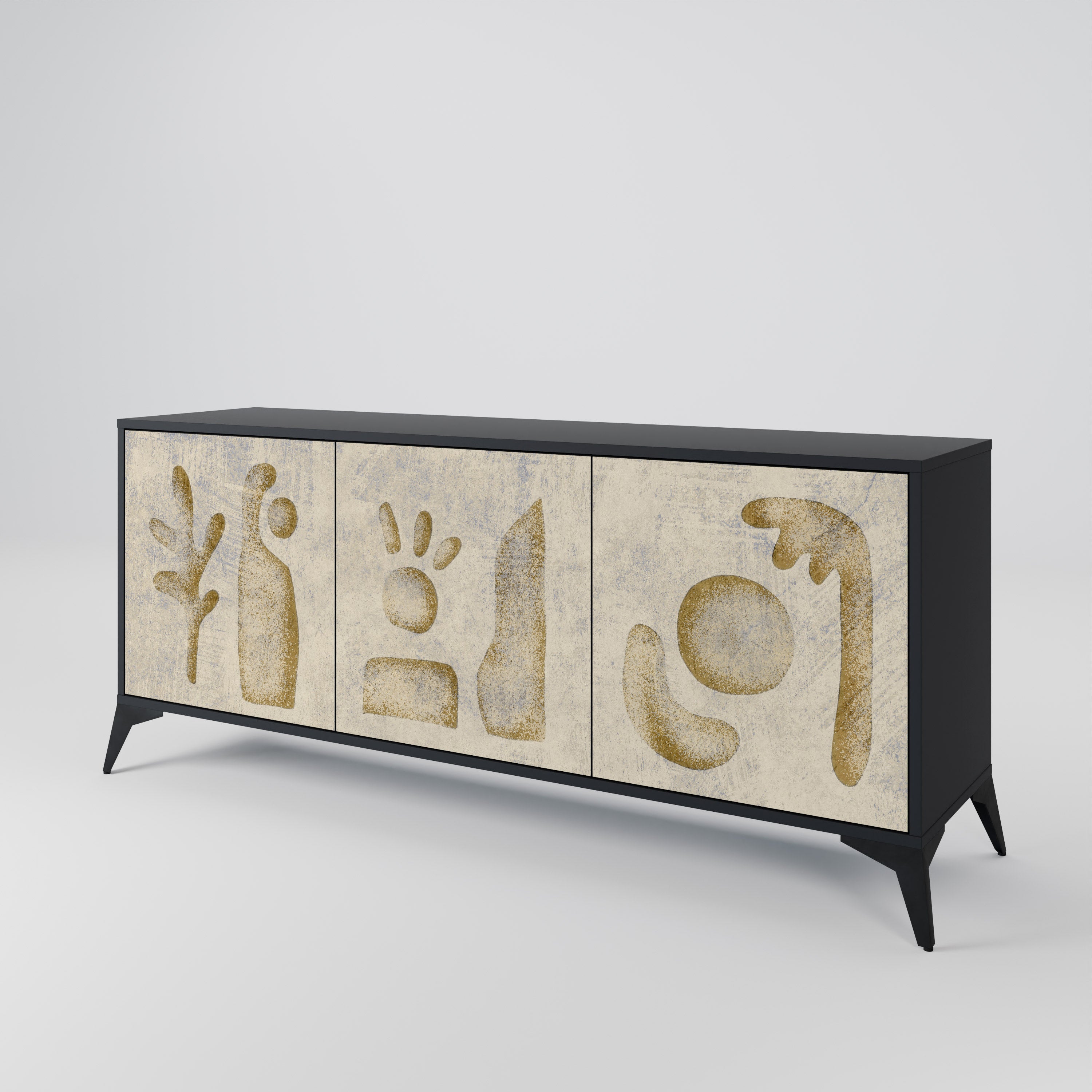 SAND SCULPTURES 3-Door Sideboard in Black Finish