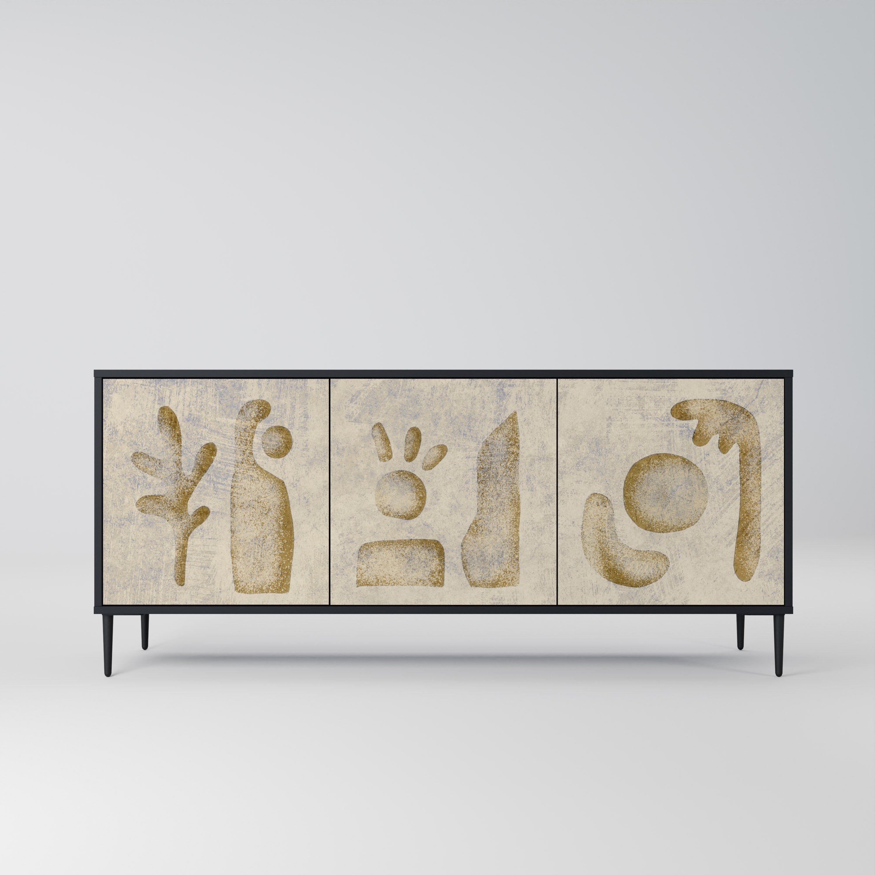 SAND SCULPTURES 3-Door Sideboard in Black Finish