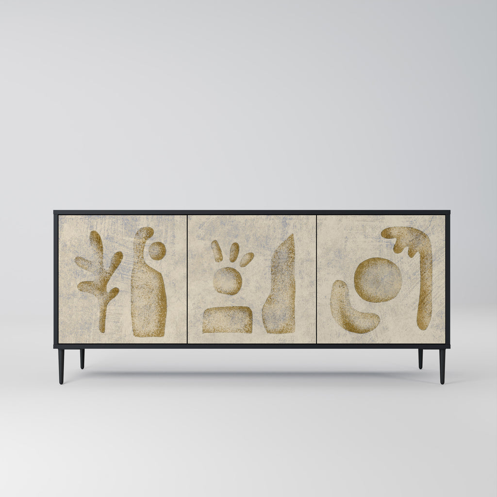 SAND SCULPTURES 3-Door Sideboard in Black Finish