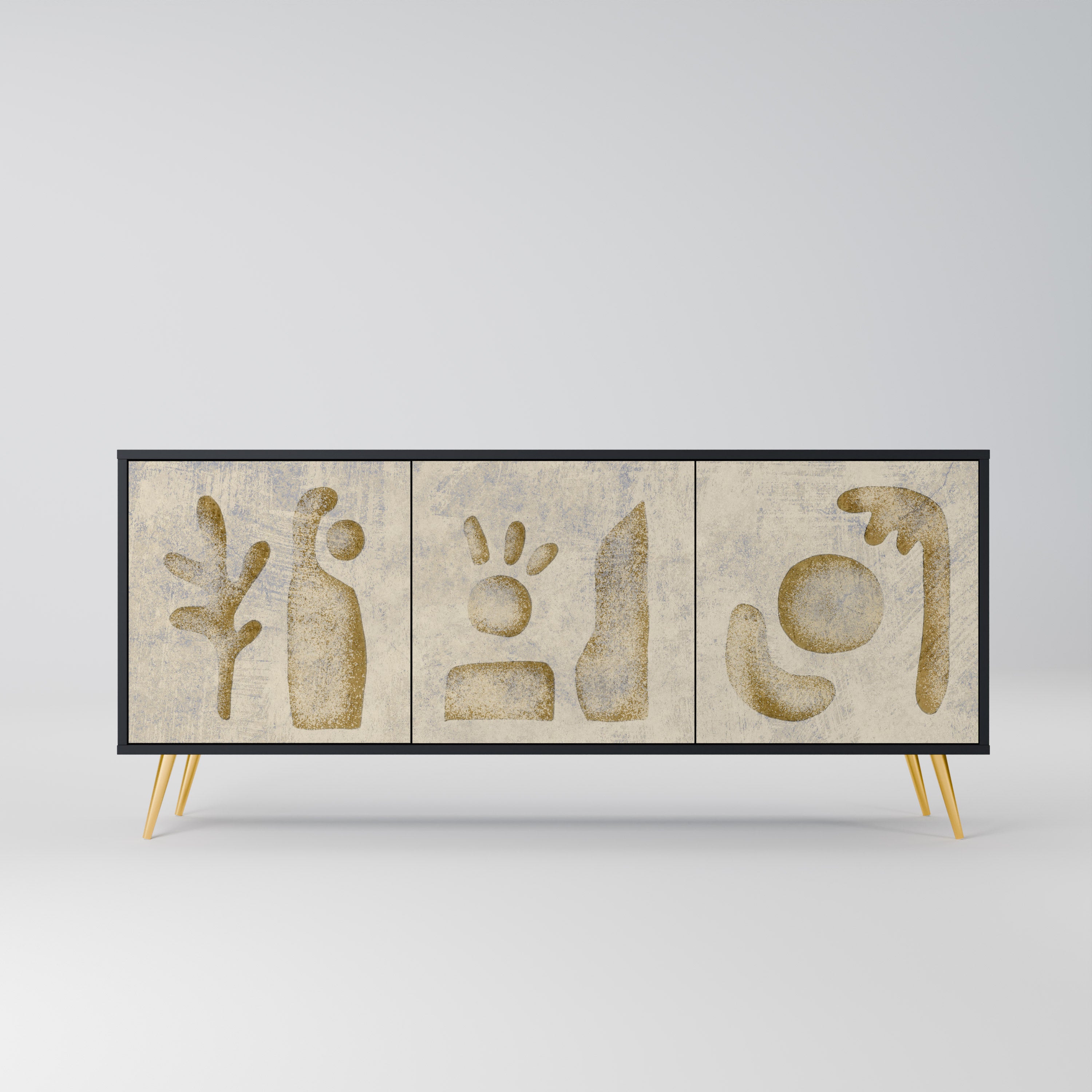 SAND SCULPTURES 3-Door Sideboard in Black Finish