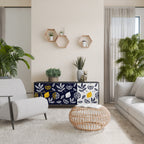 CITRUS BLACK AND WHITE Aparador de 3 Puertas en Acabado Negro