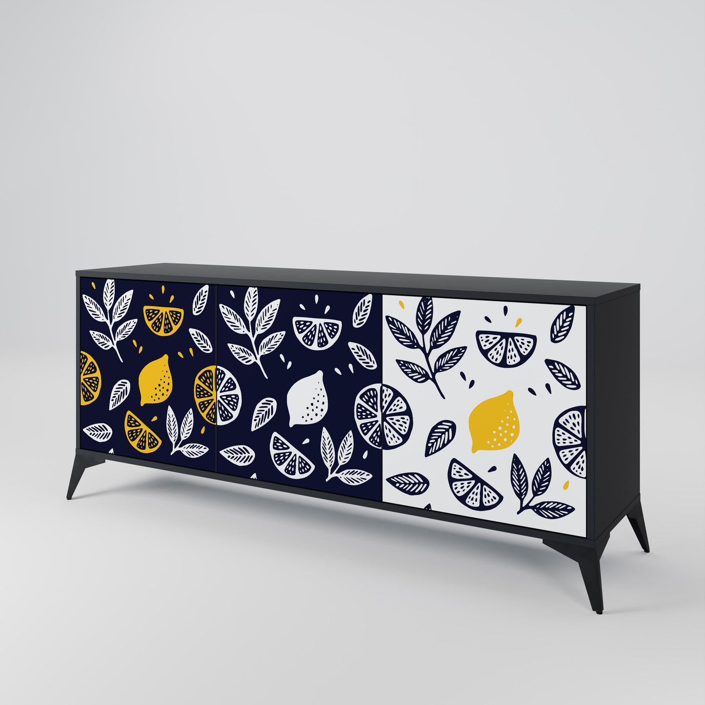 CITRUS BLACK AND WHITE Aparador de 3 Puertas