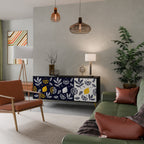 CITRUS BLACK AND WHITE Aparador de 3 Puertas en Acabado Negro