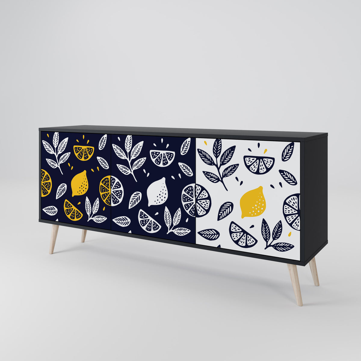 CITRUS BLACK AND WHITE Aparador de 3 Puertas