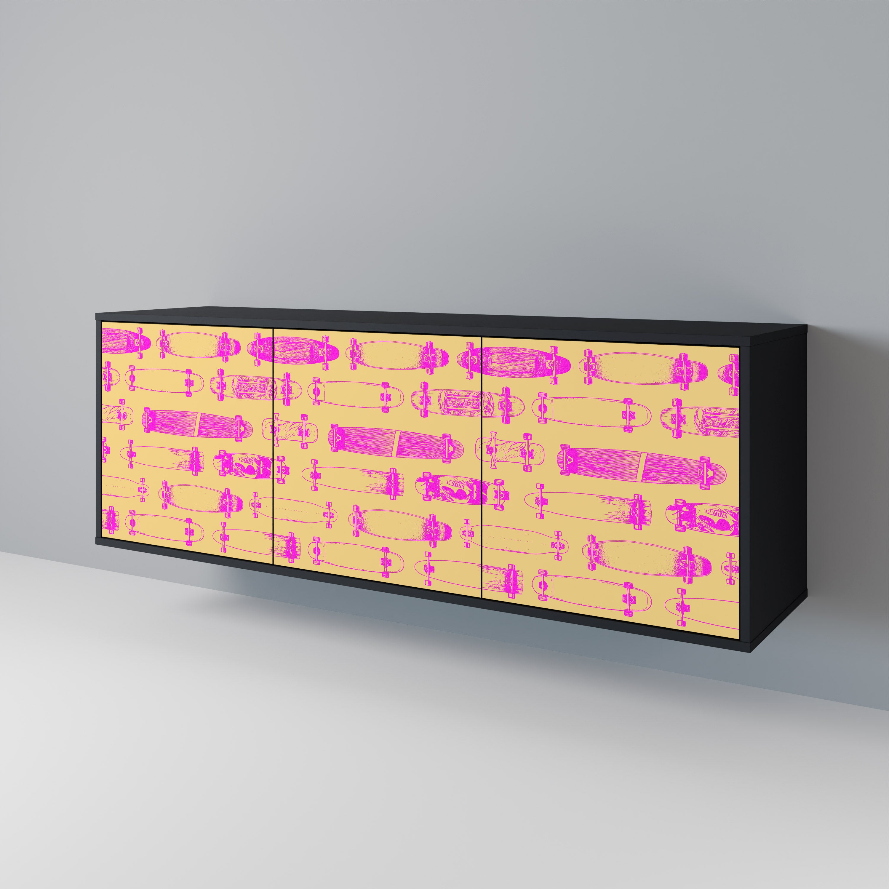 SKATEBOARD ARTISTRY 3-Door Sideboard in Black Finish