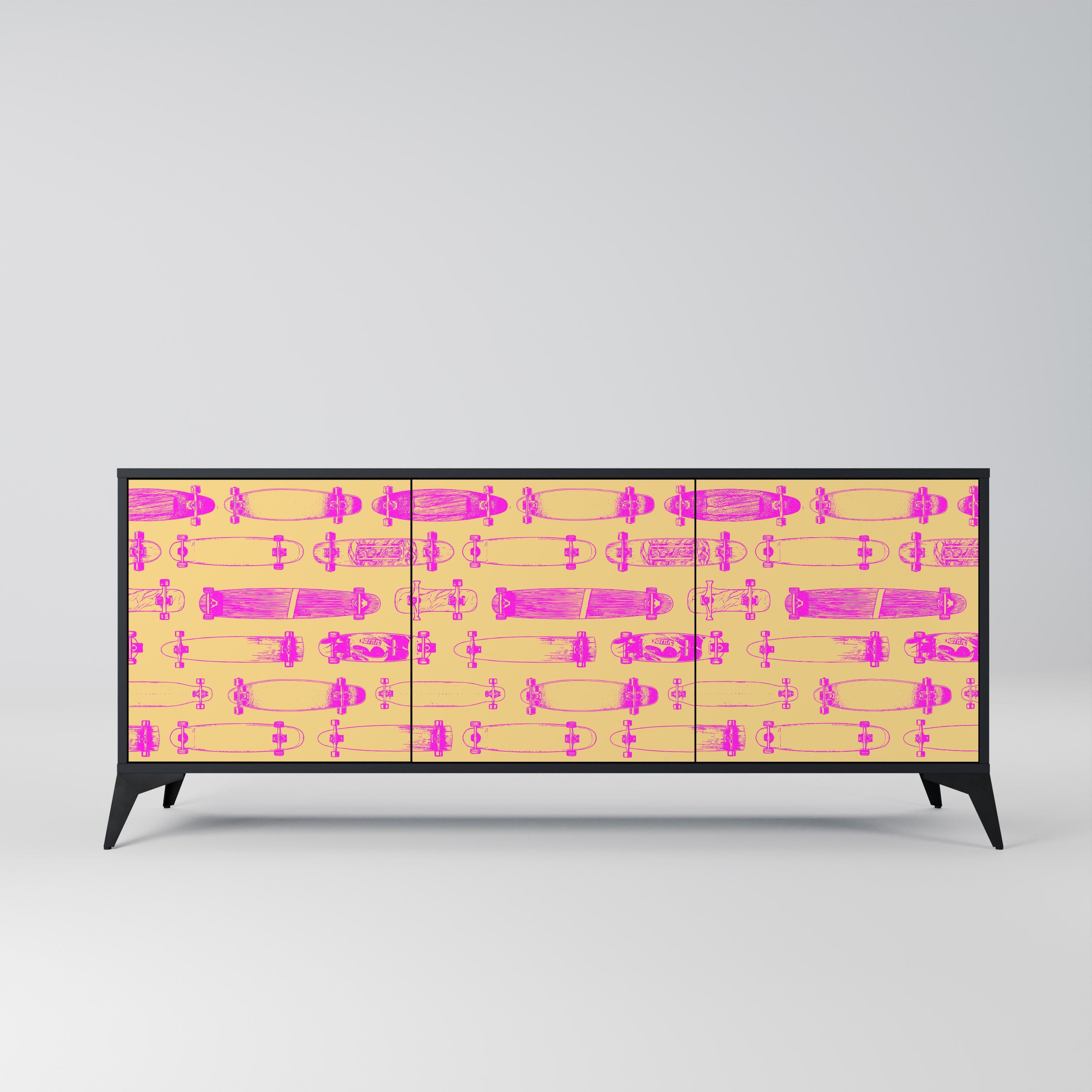 SKATEBOARD ARTISTRY 3-Door Sideboard in Black Finish