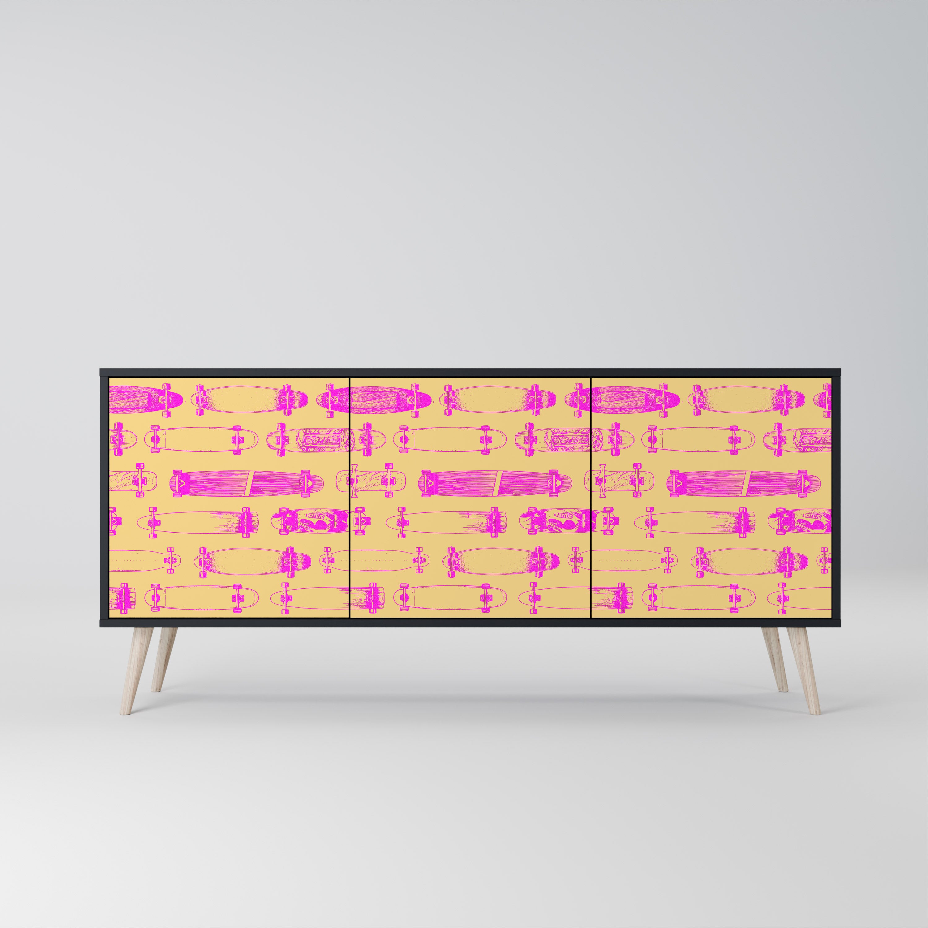 SKATEBOARD ARTISTRY 3-Door Sideboard in Black Finish