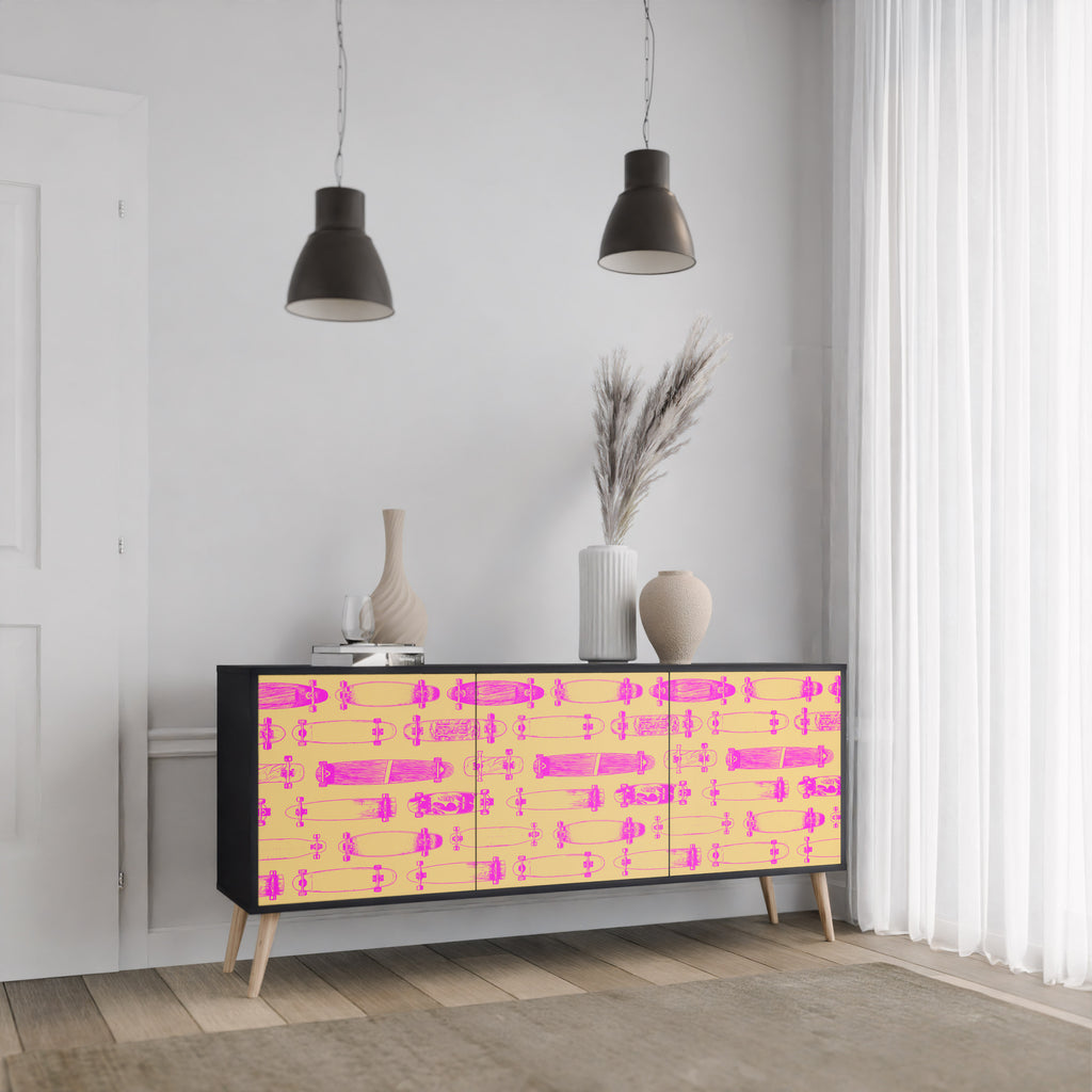 SKATEBOARD ARTISTRY 3-Door Sideboard in Black Finish