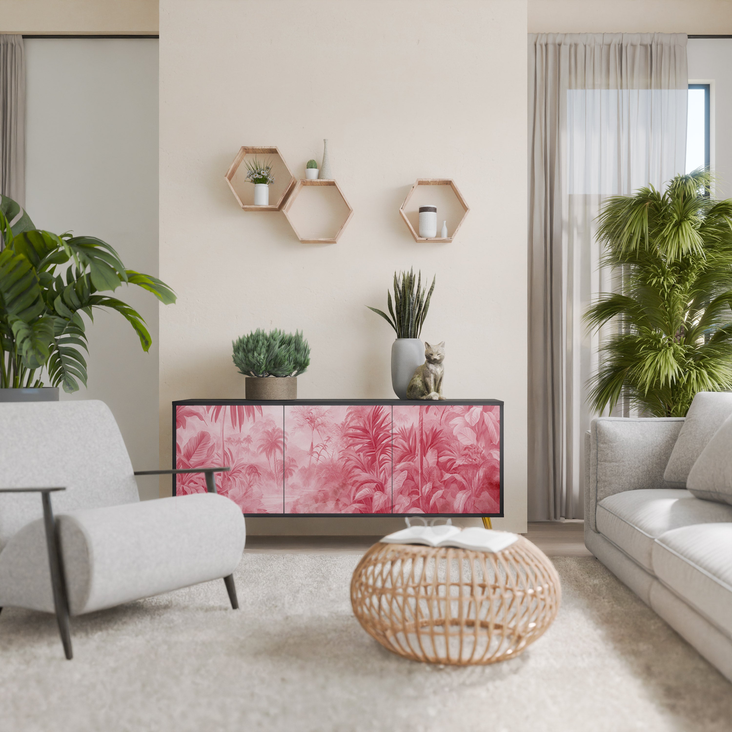 SWEET TROPICS 3-Door Sideboard in Black Finish