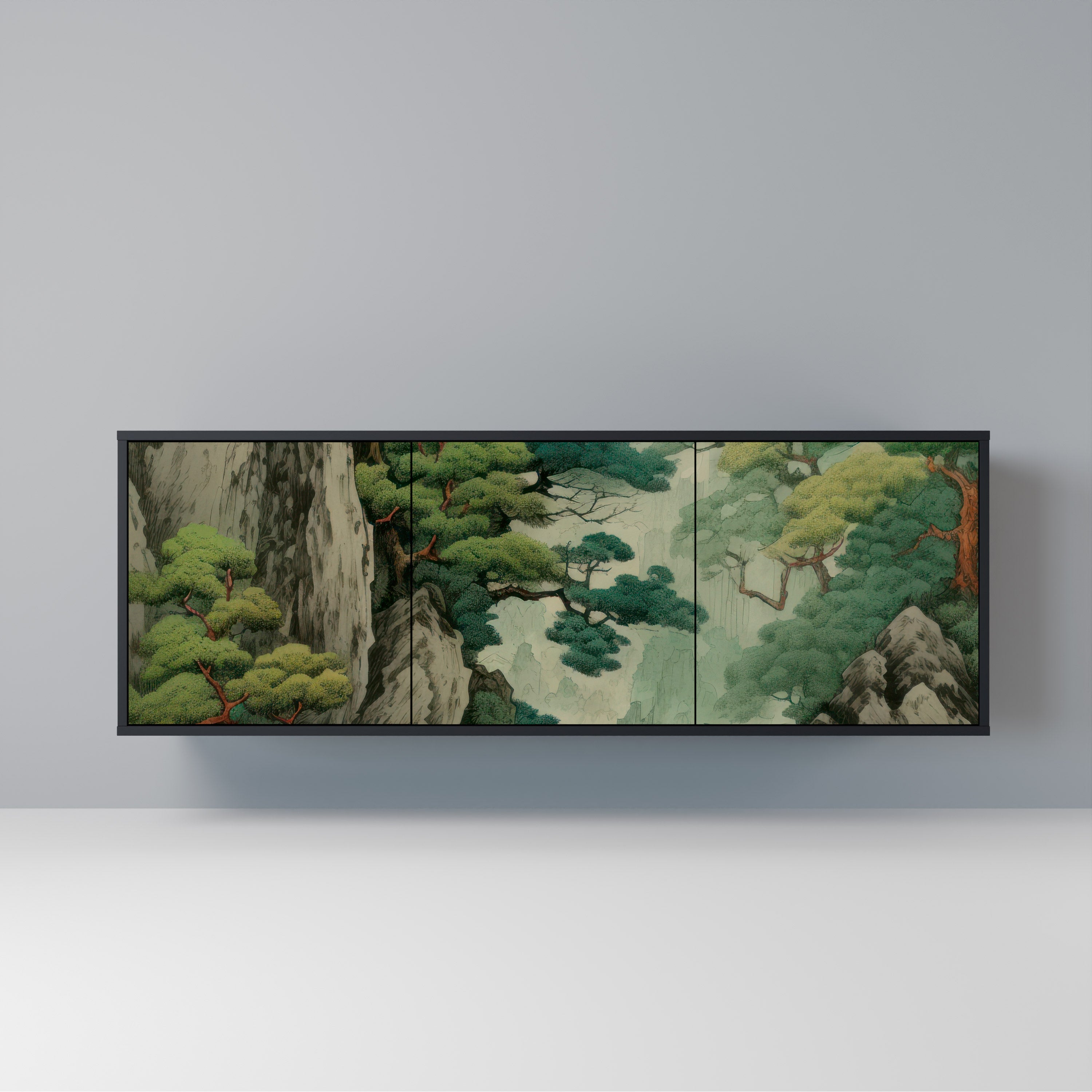 VERDURE ABYSS 3-Door Sideboard in Black Finish