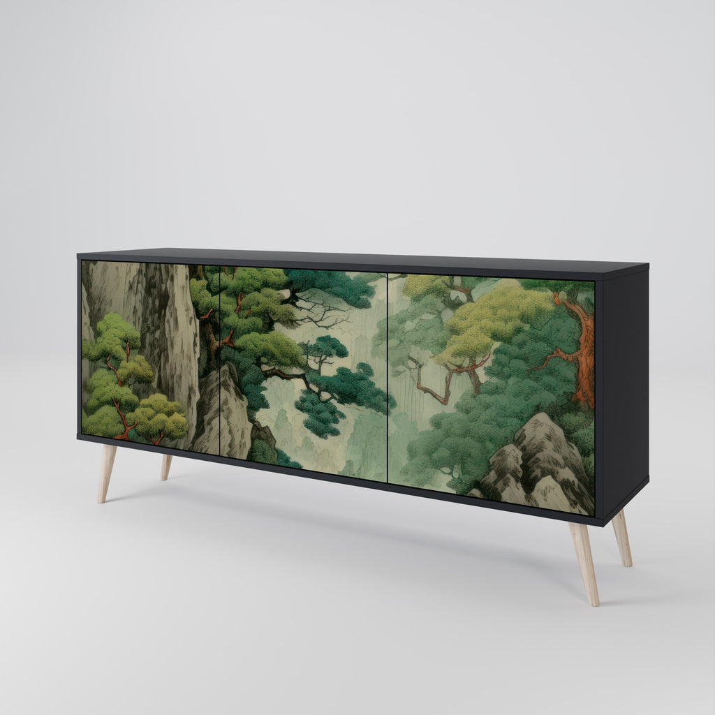 VERDURE ABYSS 3-Door Sideboard in Black Finish