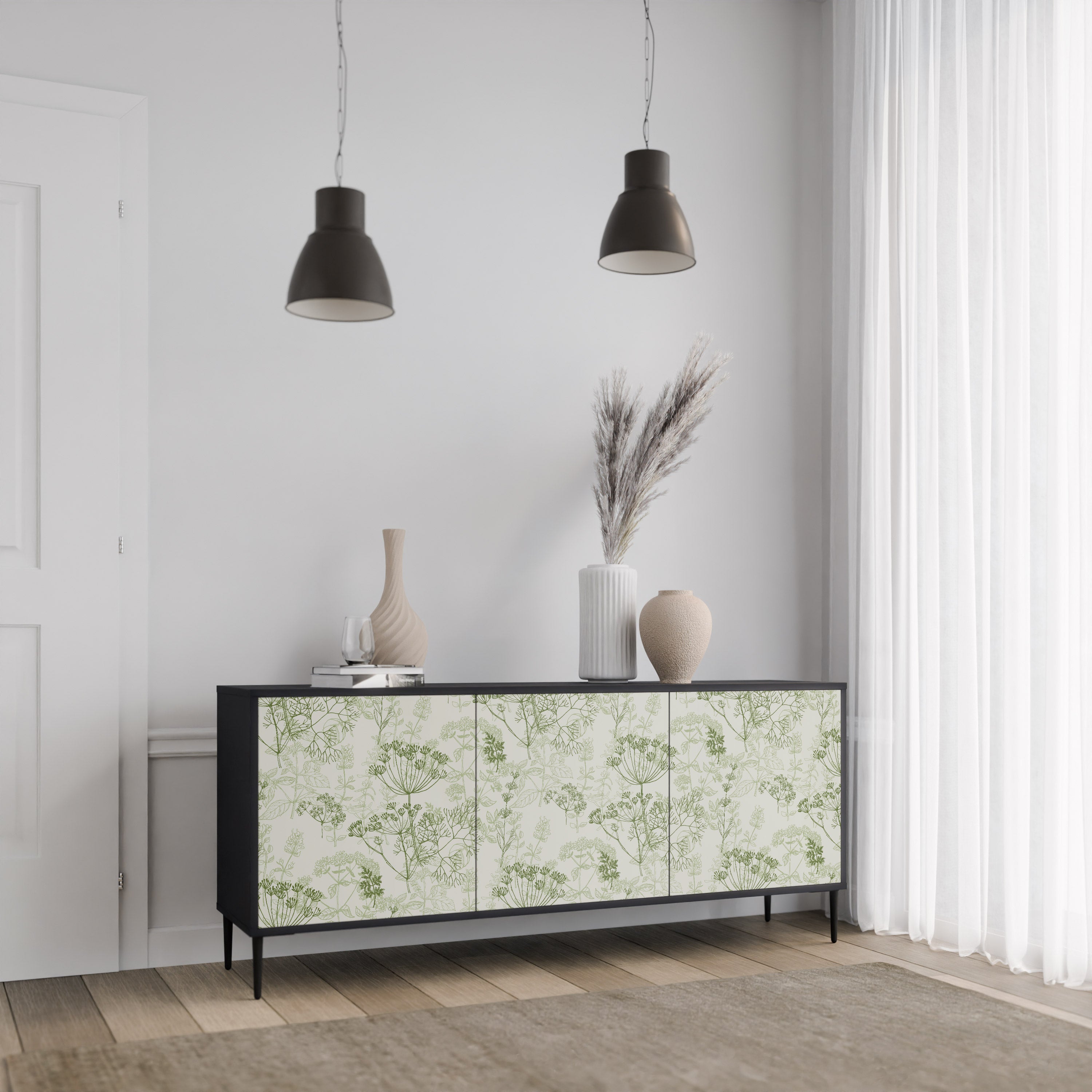 FENNEL BALDACHIN 3-Door Sideboard in Black Finish