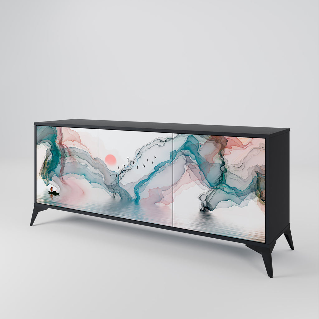 VELVET CROSSING 3-Door Sideboard in Black Finish