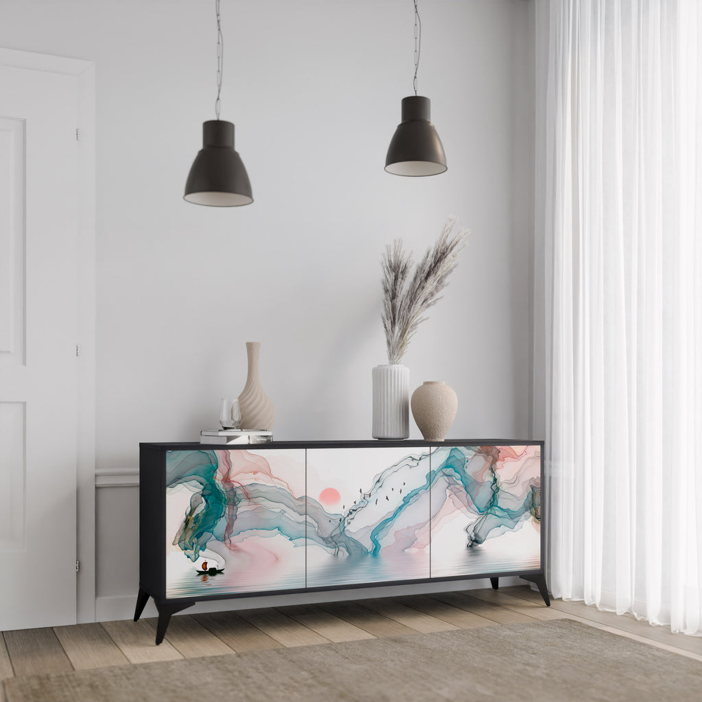 VELVET CROSSING 3-Door Sideboard in Black Finish