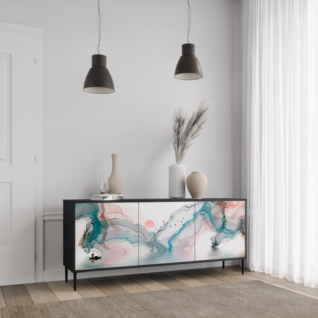 VELVET CROSSING 3-Door Sideboard in Black Finish