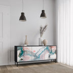 VELVET CROSSING Aparador de 3 Puertas en Acabado Negro