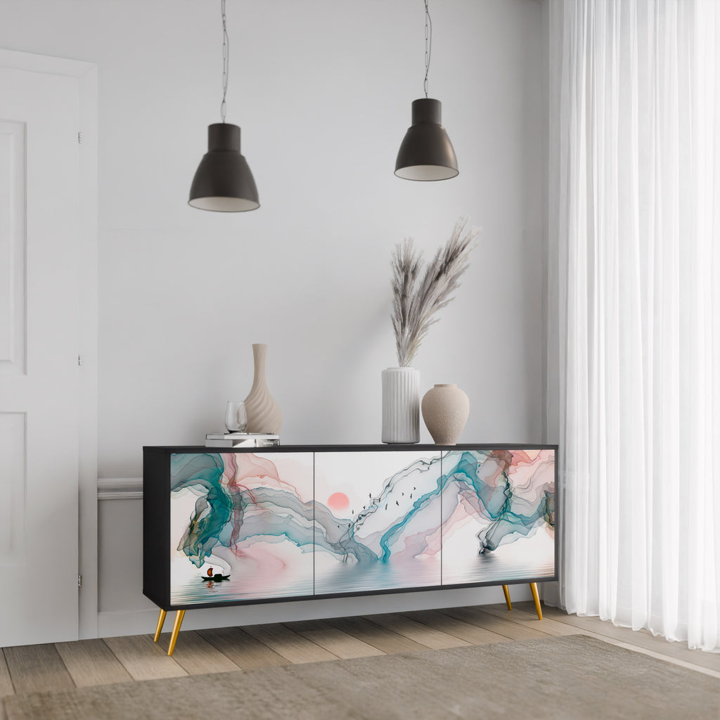 VELVET CROSSING 3-Door Sideboard in Black Finish