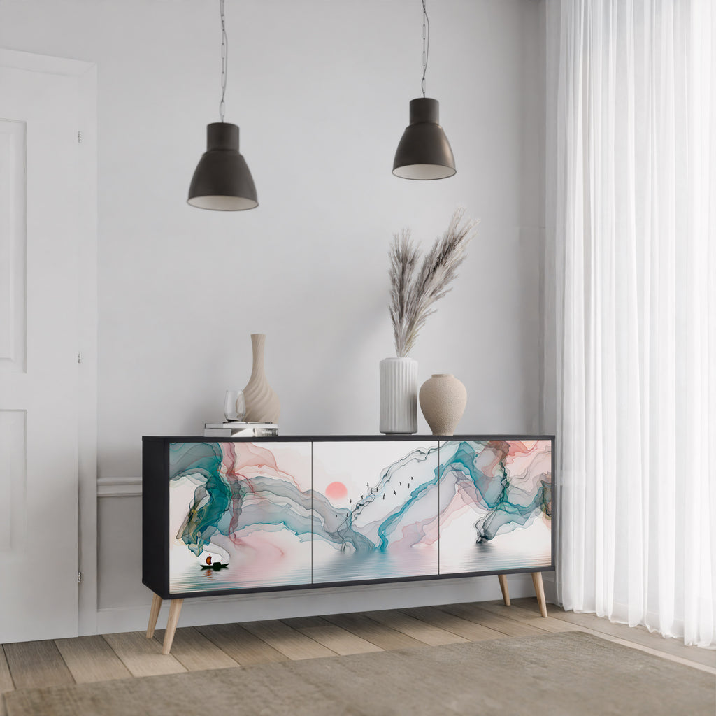 VELVET CROSSING 3-Door Sideboard in Black Finish