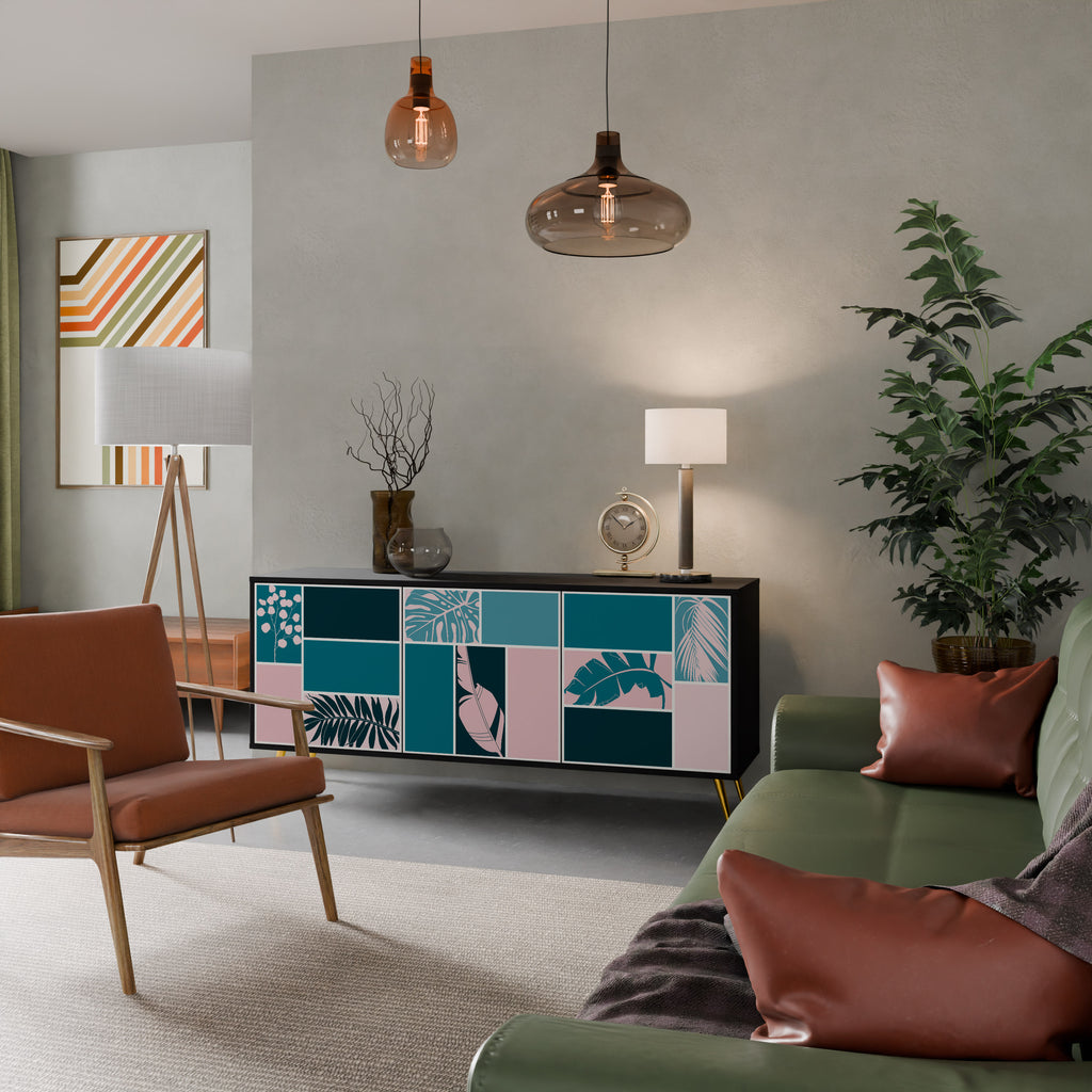 Aparador de 3 puertas COMBINACIÓN DE FORMAS en acabado negro