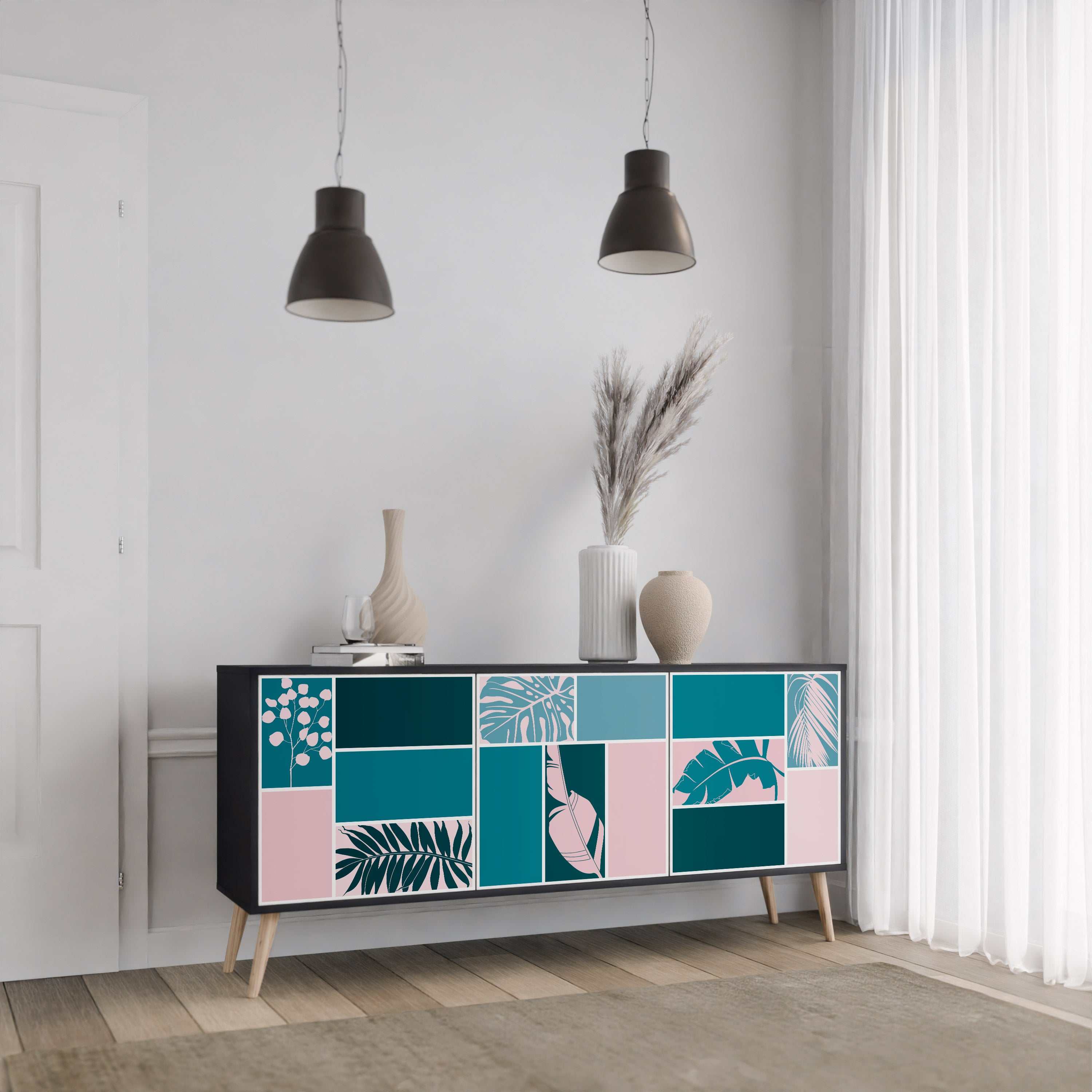 COMBINATION OF SHAPES 3-Door Sideboard in Black Finish