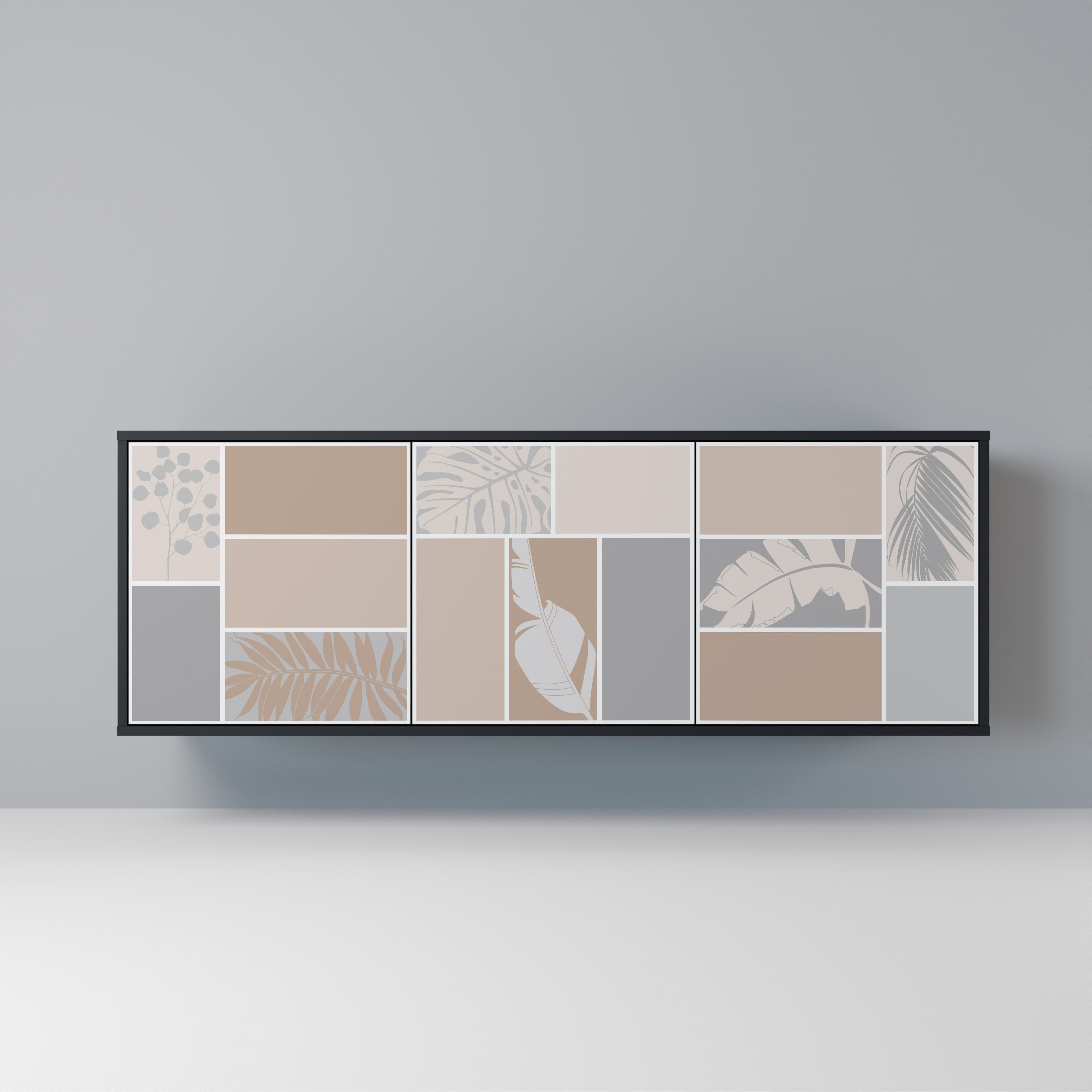 TROPICAL SHAPES 3-Door Sideboard in Black Finish